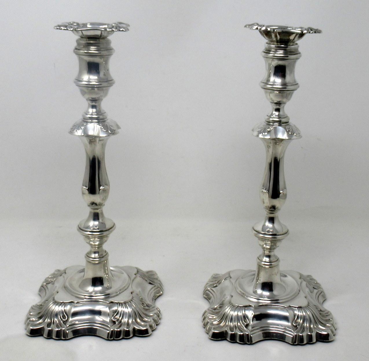 Victorian Antique Pair English Sterling Silver Candlesticks Candelabra William Hutton 1905