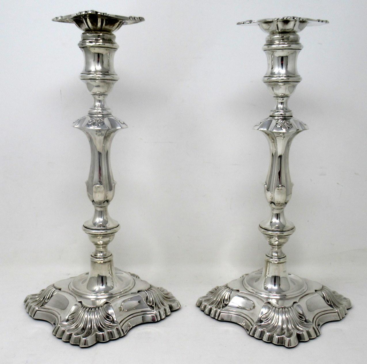 Cast Antique Pair English Sterling Silver Candlesticks Candelabra William Hutton 1905