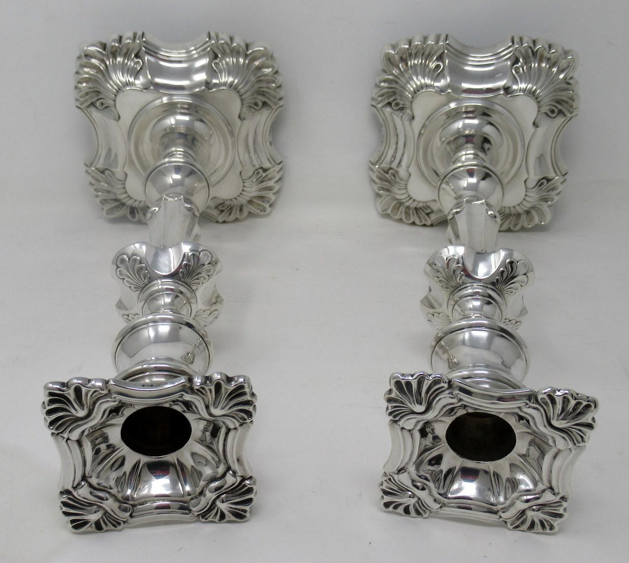 19th Century Antique Pair English Sterling Silver Candlesticks Candelabra William Hutton 1905
