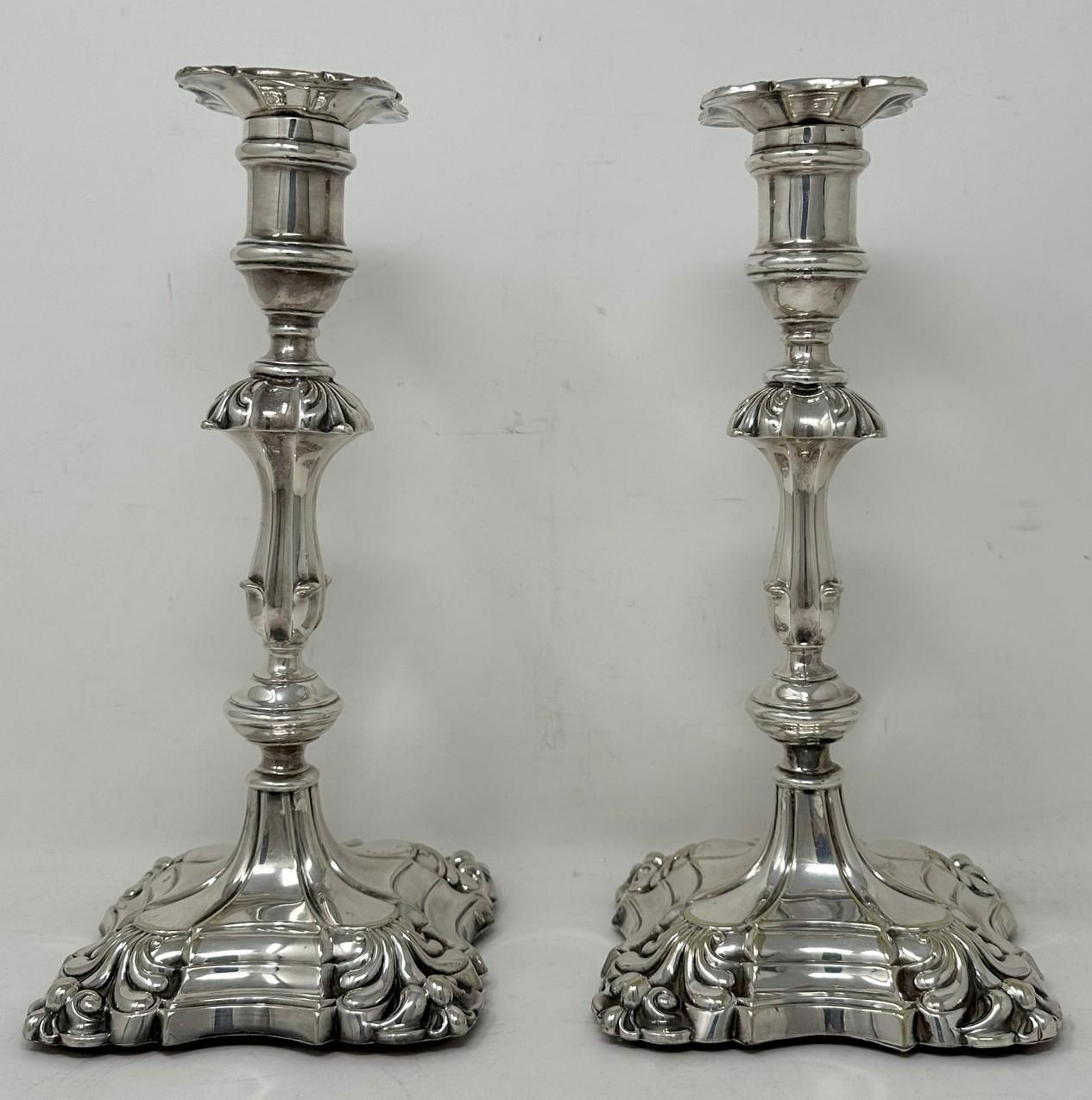Victorian Antique Pair English Sterling Silverplate Candlesticks Candelabra Elkington 1830