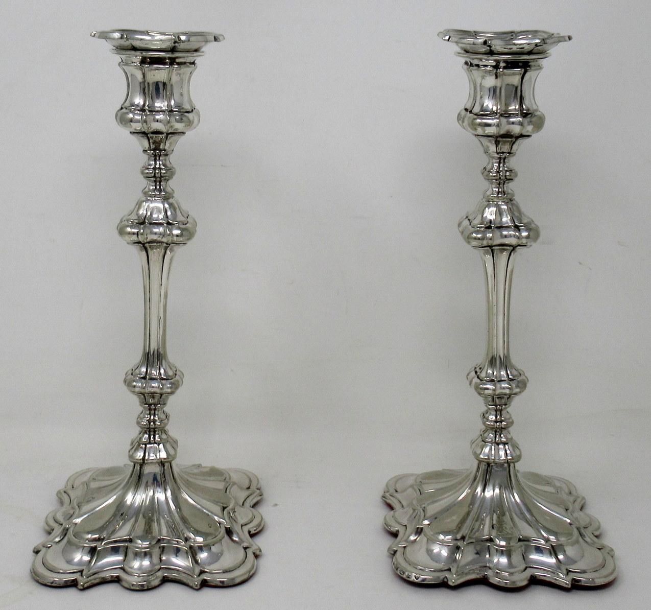 Victorian Antique Pair English Sterling Silverplate Candlesticks Candelabra Elkington 1854