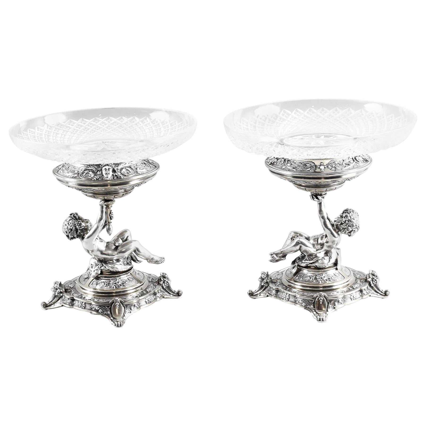 English Victorian Silver Plate and Cut Glass Centrepieces 1883, 19th