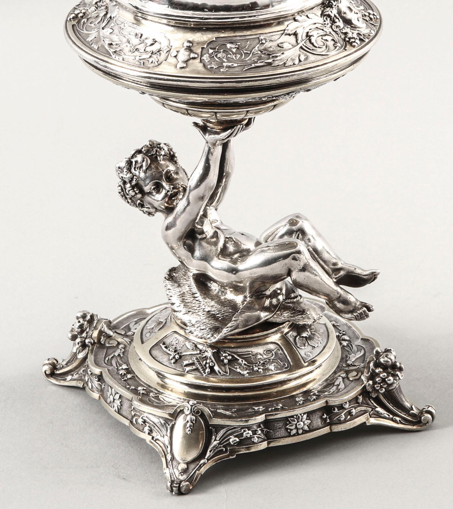 Late 19th Century Antique Pair of English Victorian Silver Plate and Cut Glass Centrepieces, 1883s For Sale