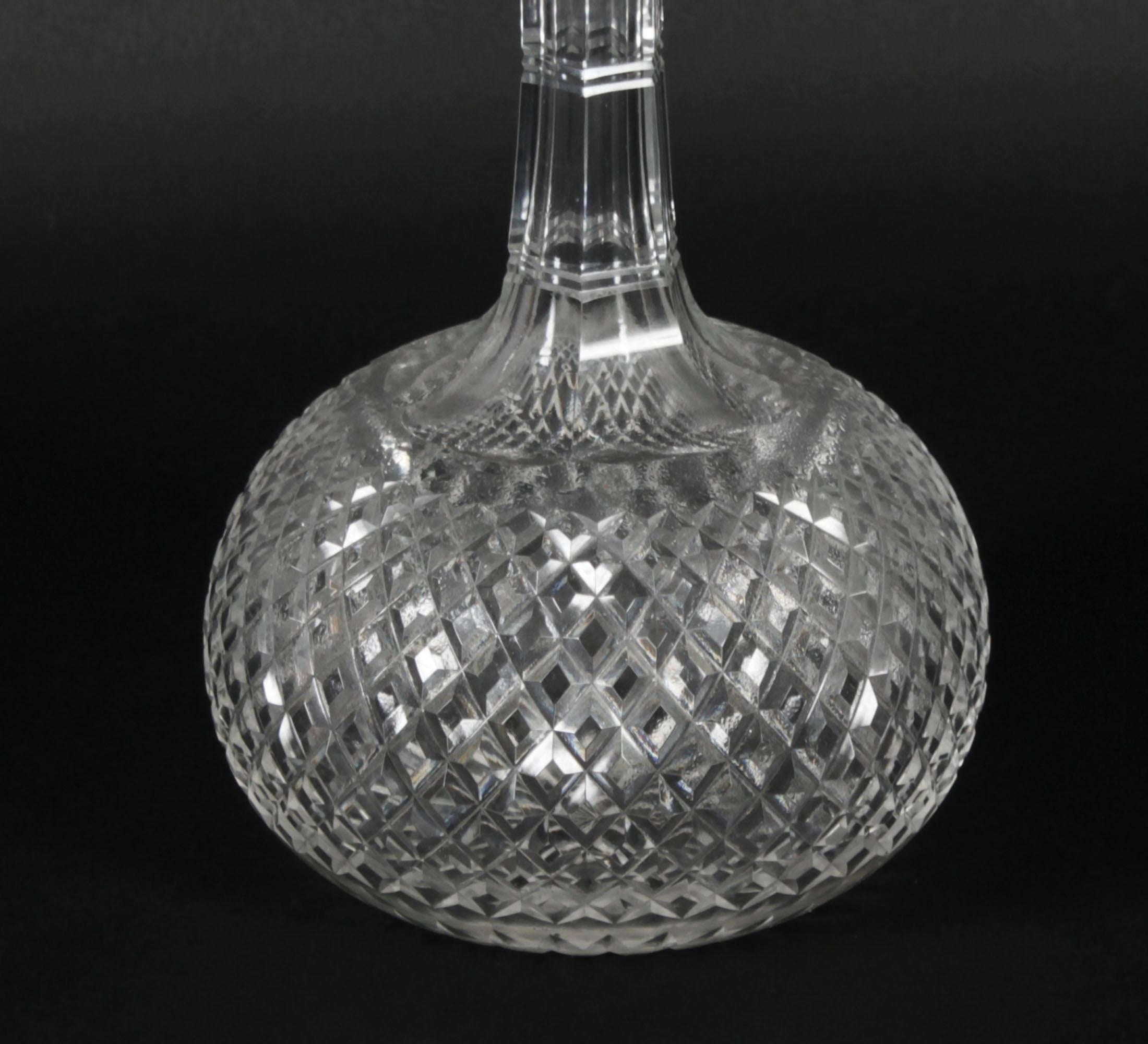 Antique Pair Etched Glass Decanters and Stoppers 19th Century In Good Condition For Sale In London, GB