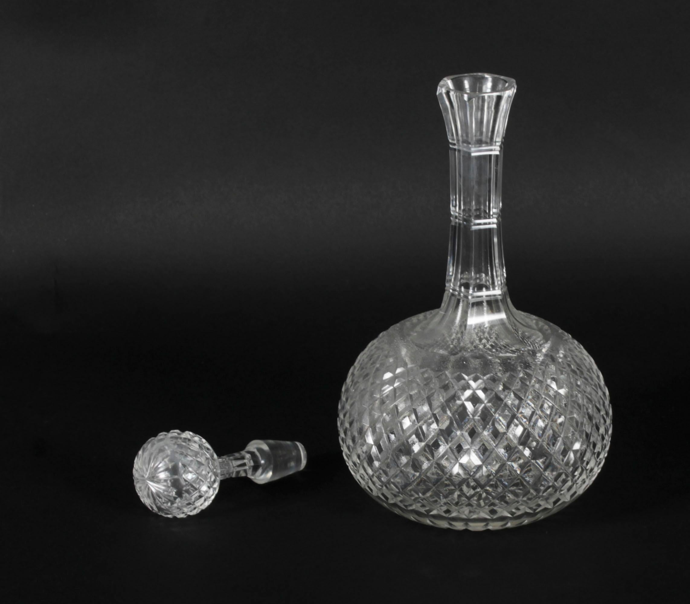 Antique Pair Etched Glass Decanters and Stoppers 19th Century For Sale 1