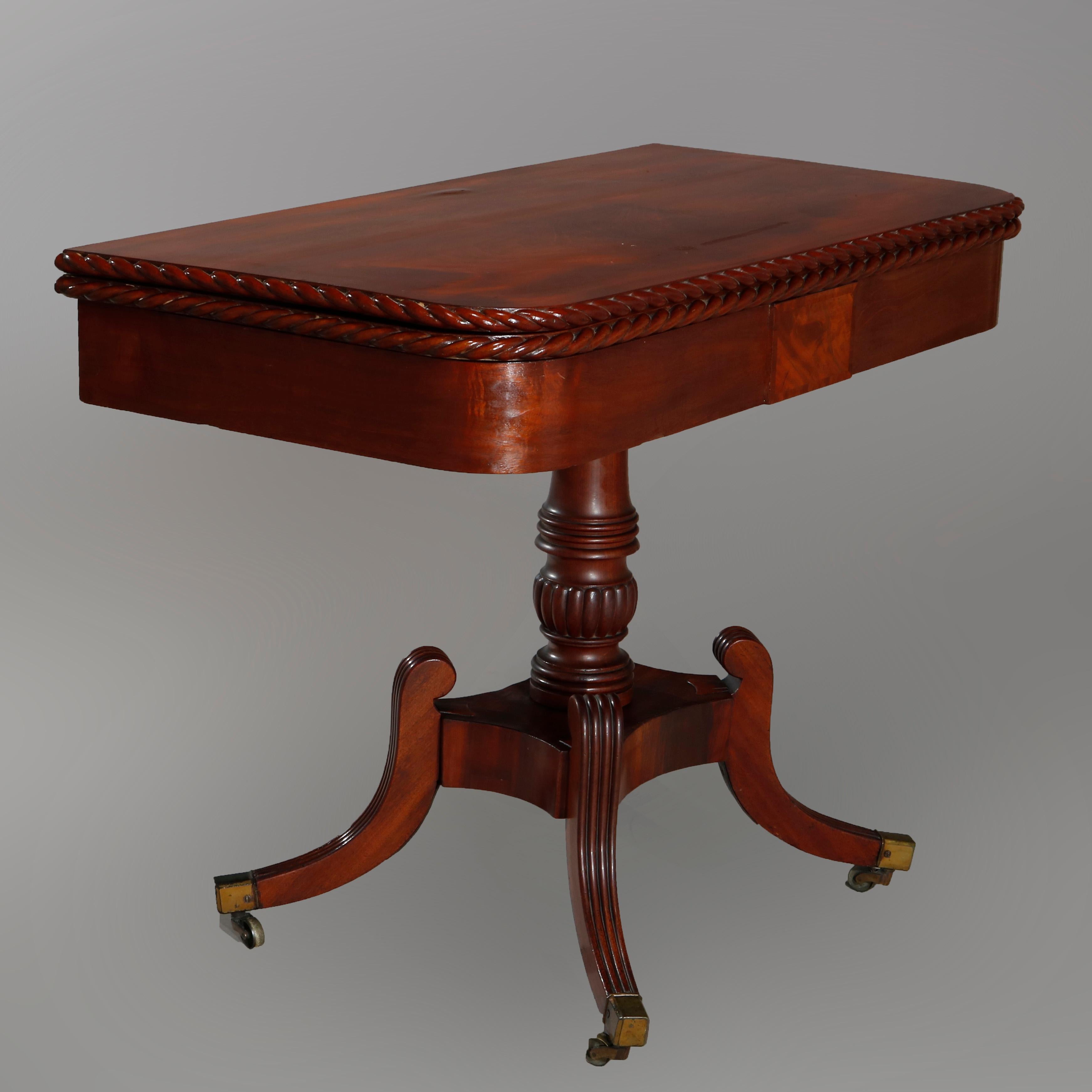 Pair of Federal Flamed Mahogany Game Tables W. Gadrooned Edge, circa 1820 3