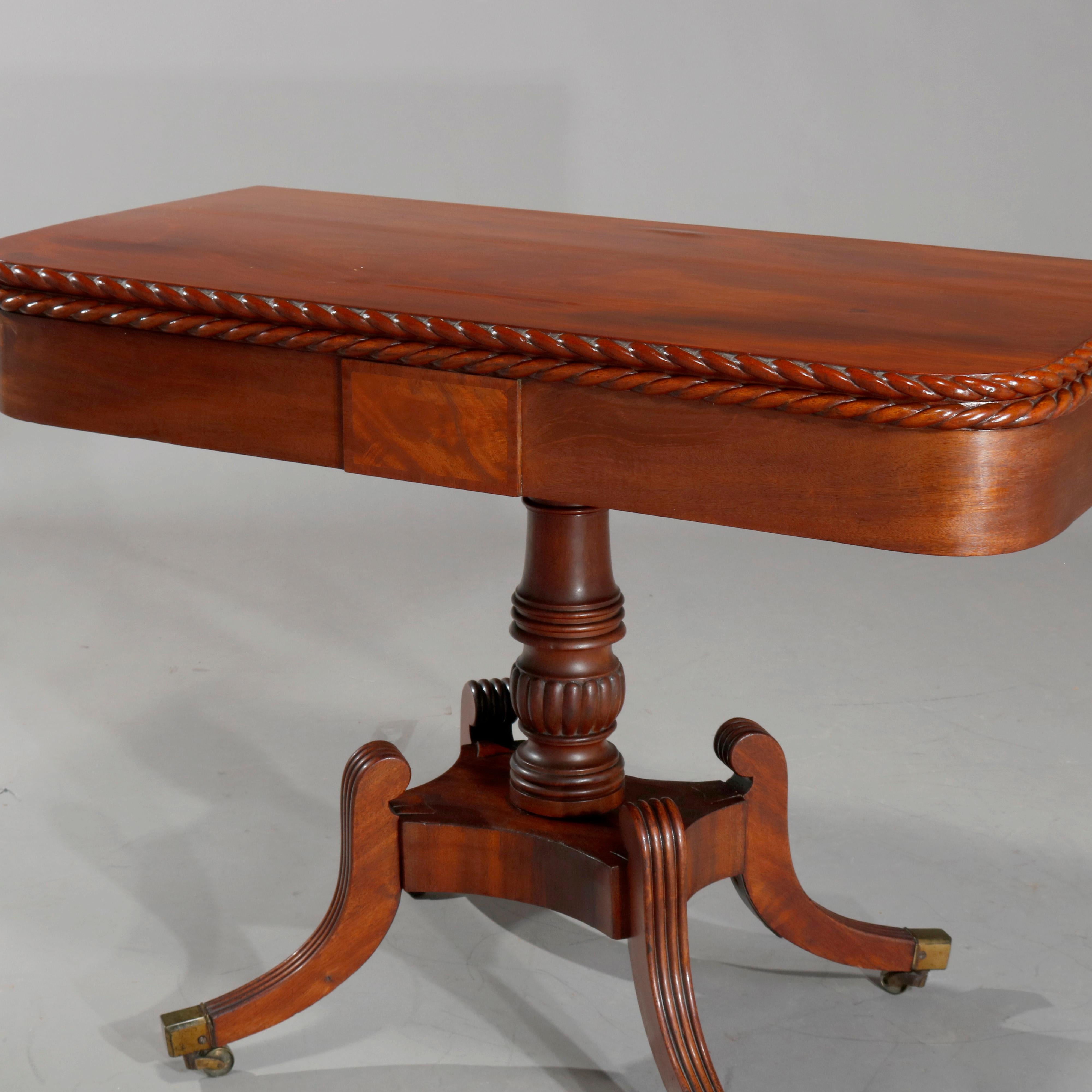 Pair of Federal Flamed Mahogany Game Tables W. Gadrooned Edge, circa 1820 5