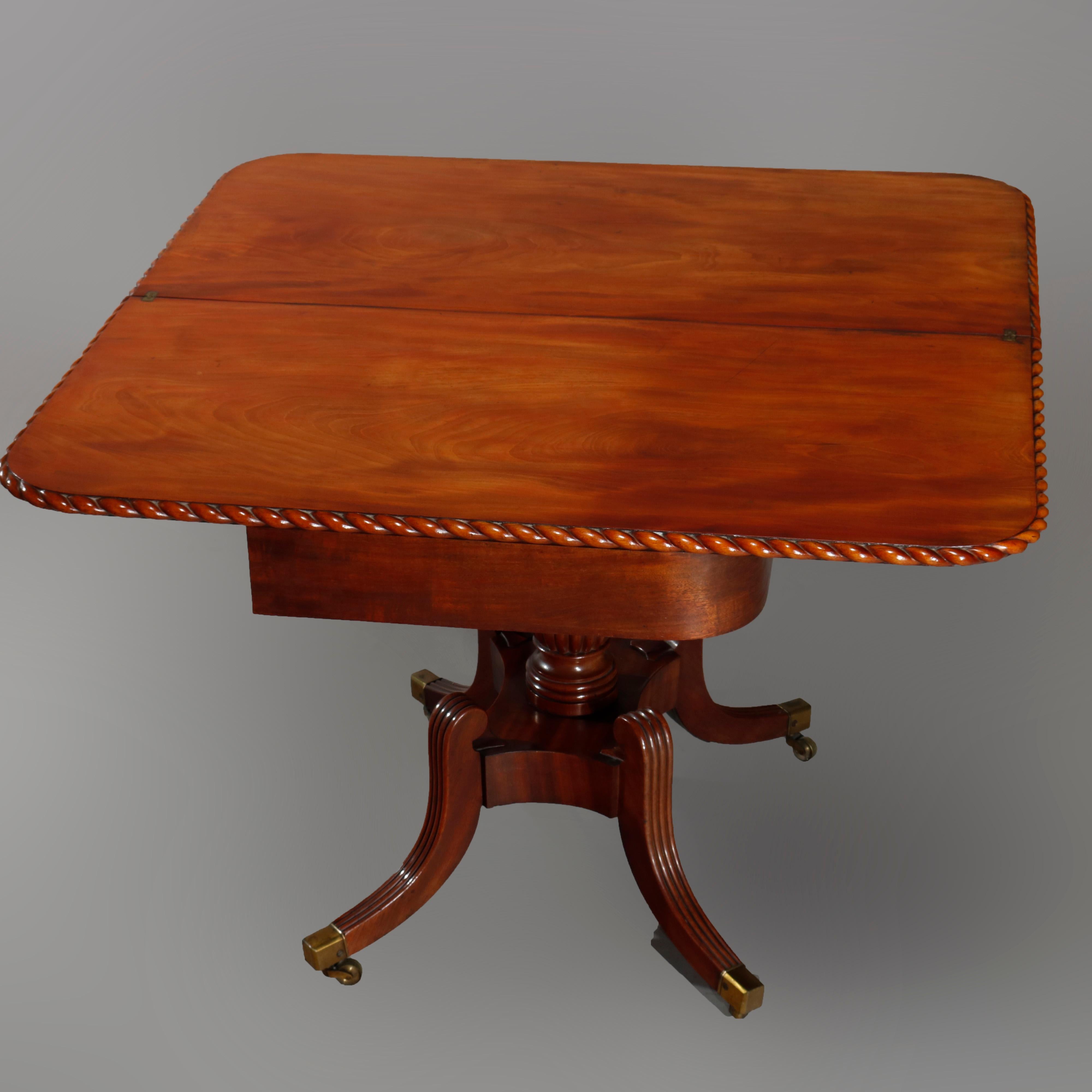 Pair of Federal Flamed Mahogany Game Tables W. Gadrooned Edge, circa 1820 6