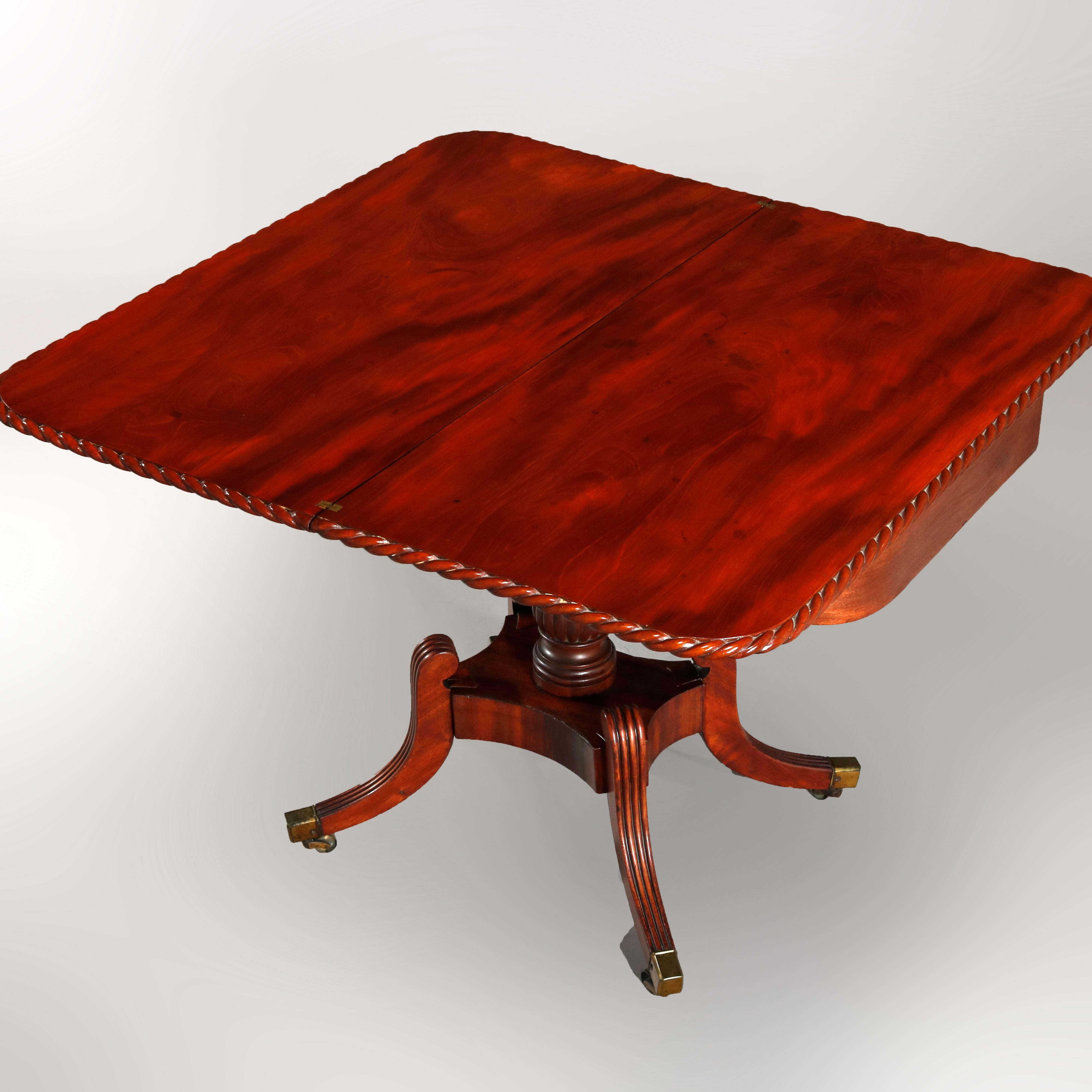 American Pair of Federal Flamed Mahogany Game Tables W. Gadrooned Edge, circa 1820