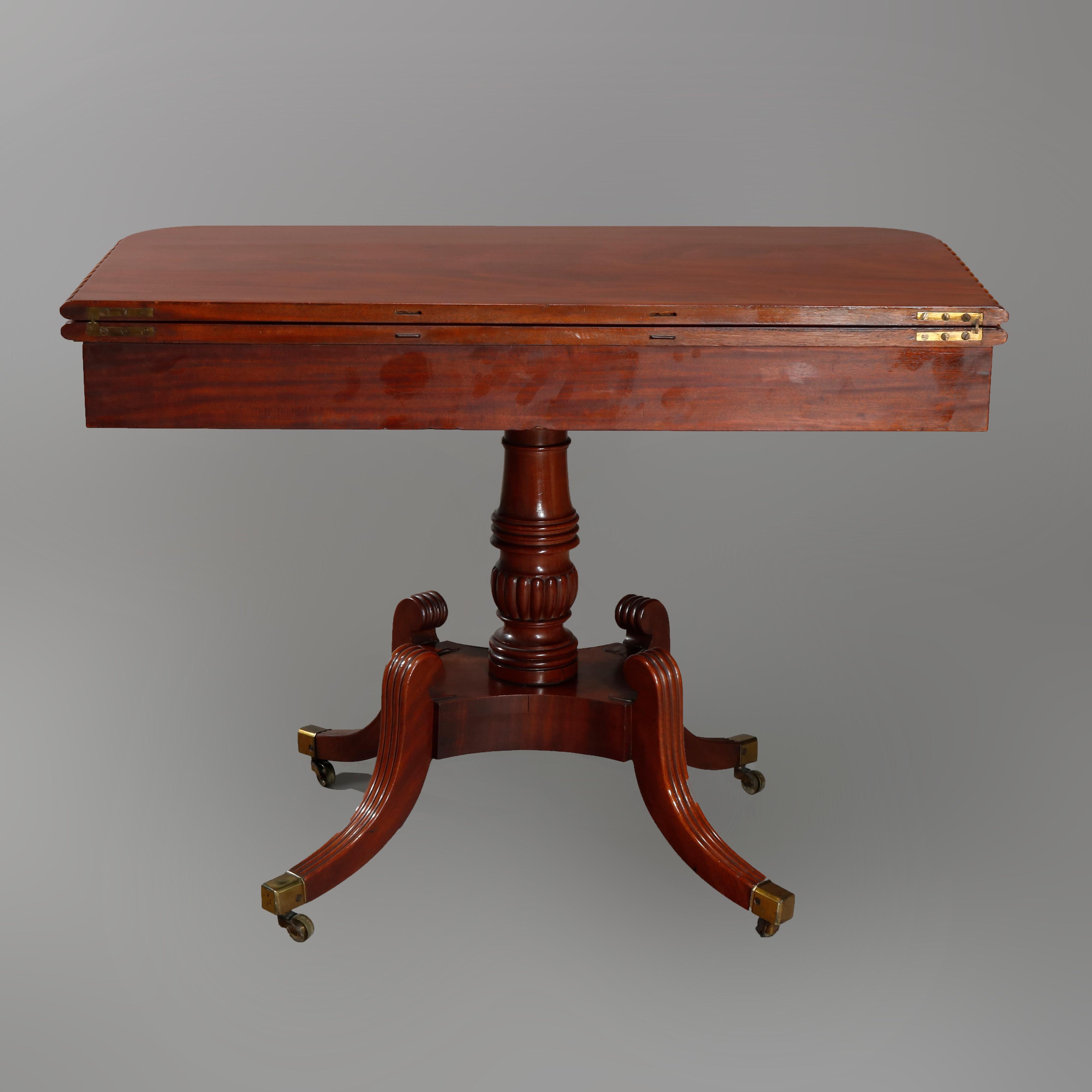 19th Century Pair of Federal Flamed Mahogany Game Tables W. Gadrooned Edge, circa 1820