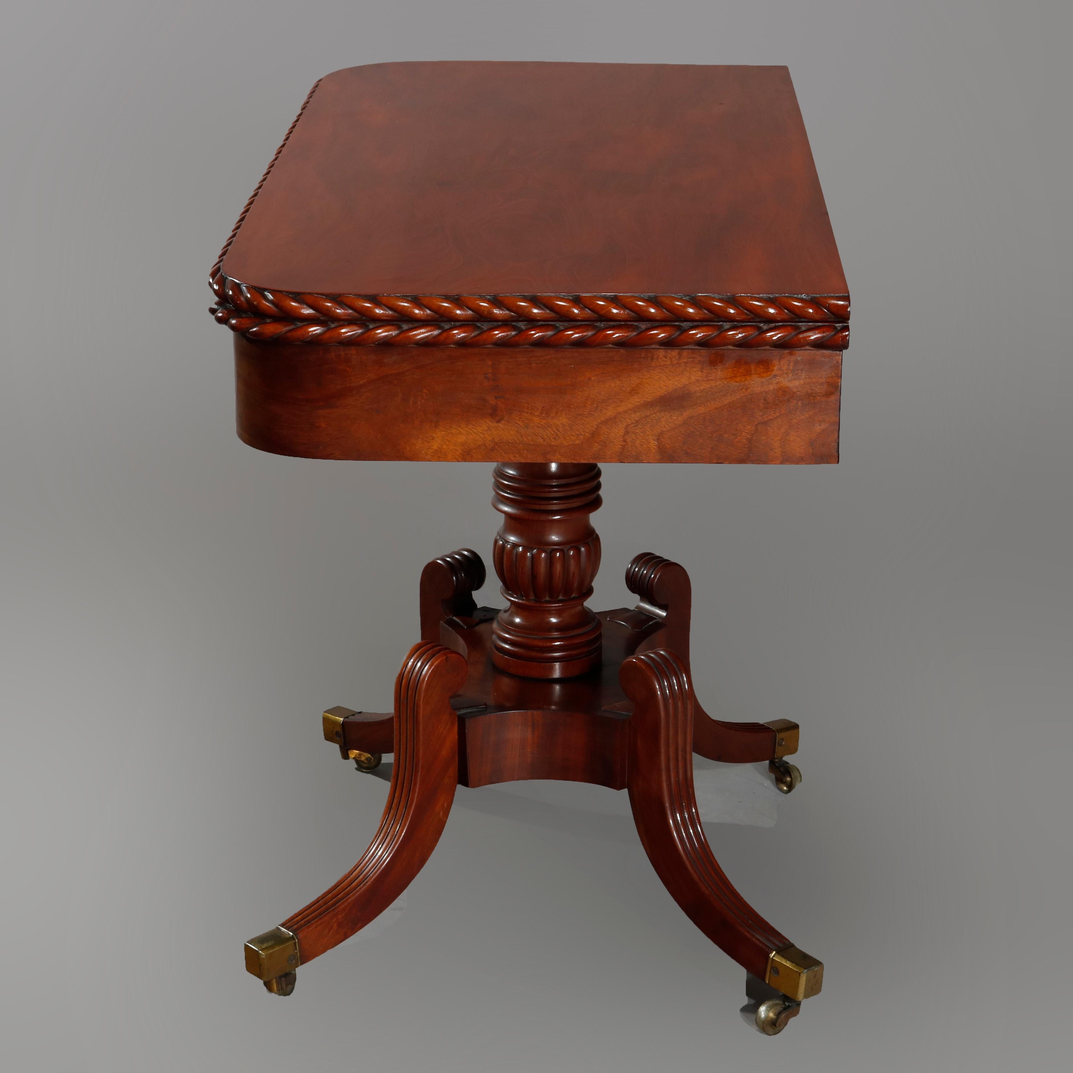 Wood Pair of Federal Flamed Mahogany Game Tables W. Gadrooned Edge, circa 1820