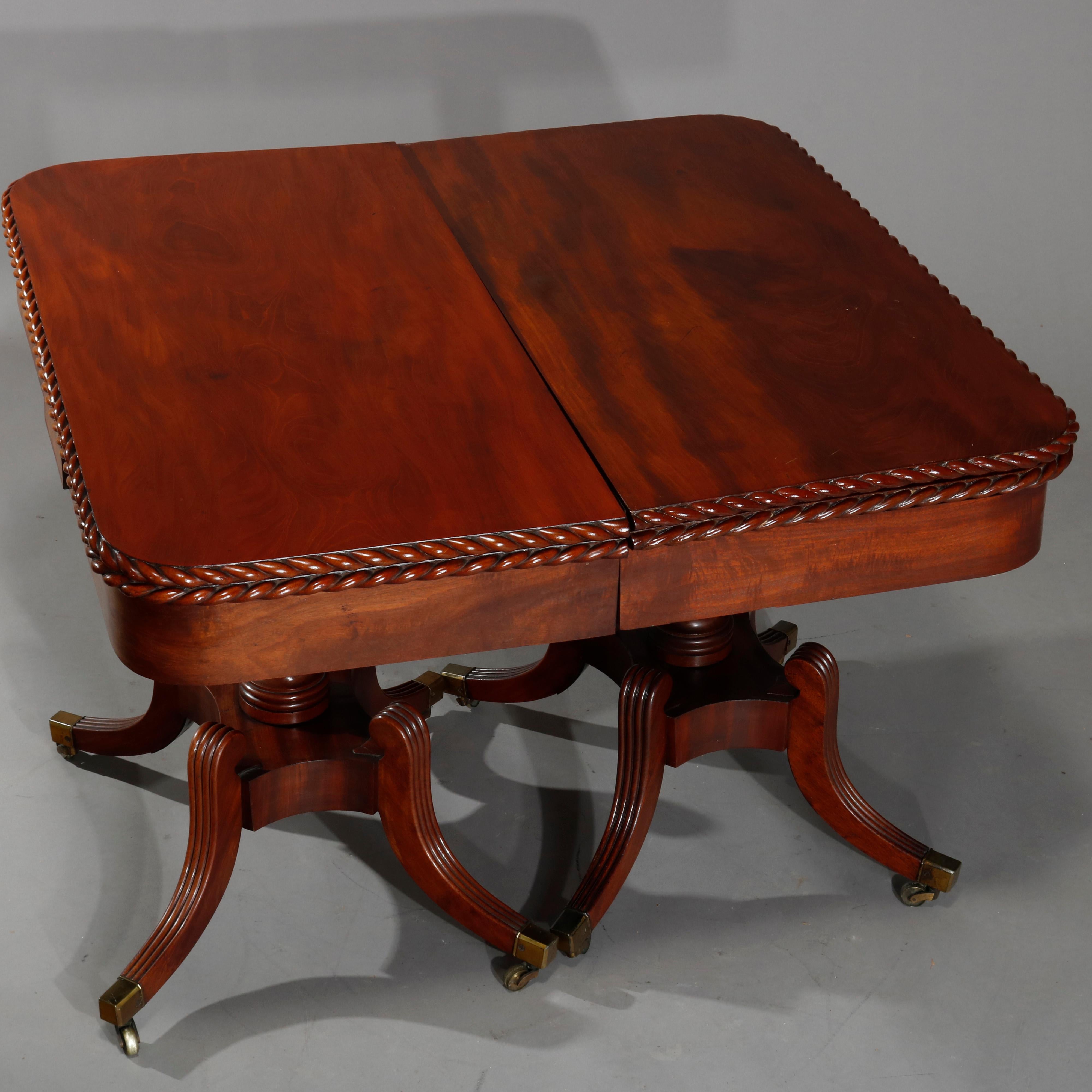 Pair of Federal Flamed Mahogany Game Tables W. Gadrooned Edge, circa 1820 1