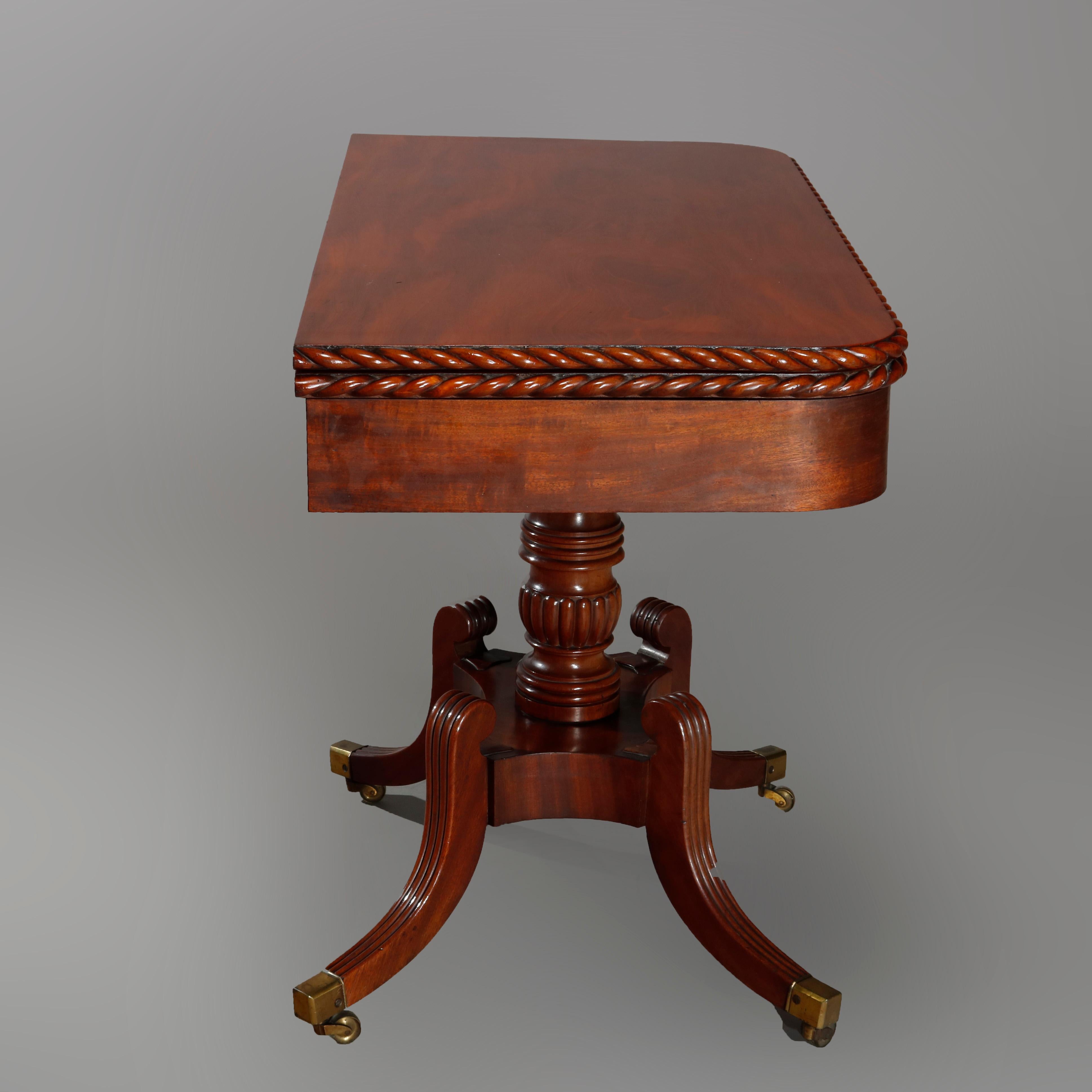 Pair of Federal Flamed Mahogany Game Tables W. Gadrooned Edge, circa 1820 2