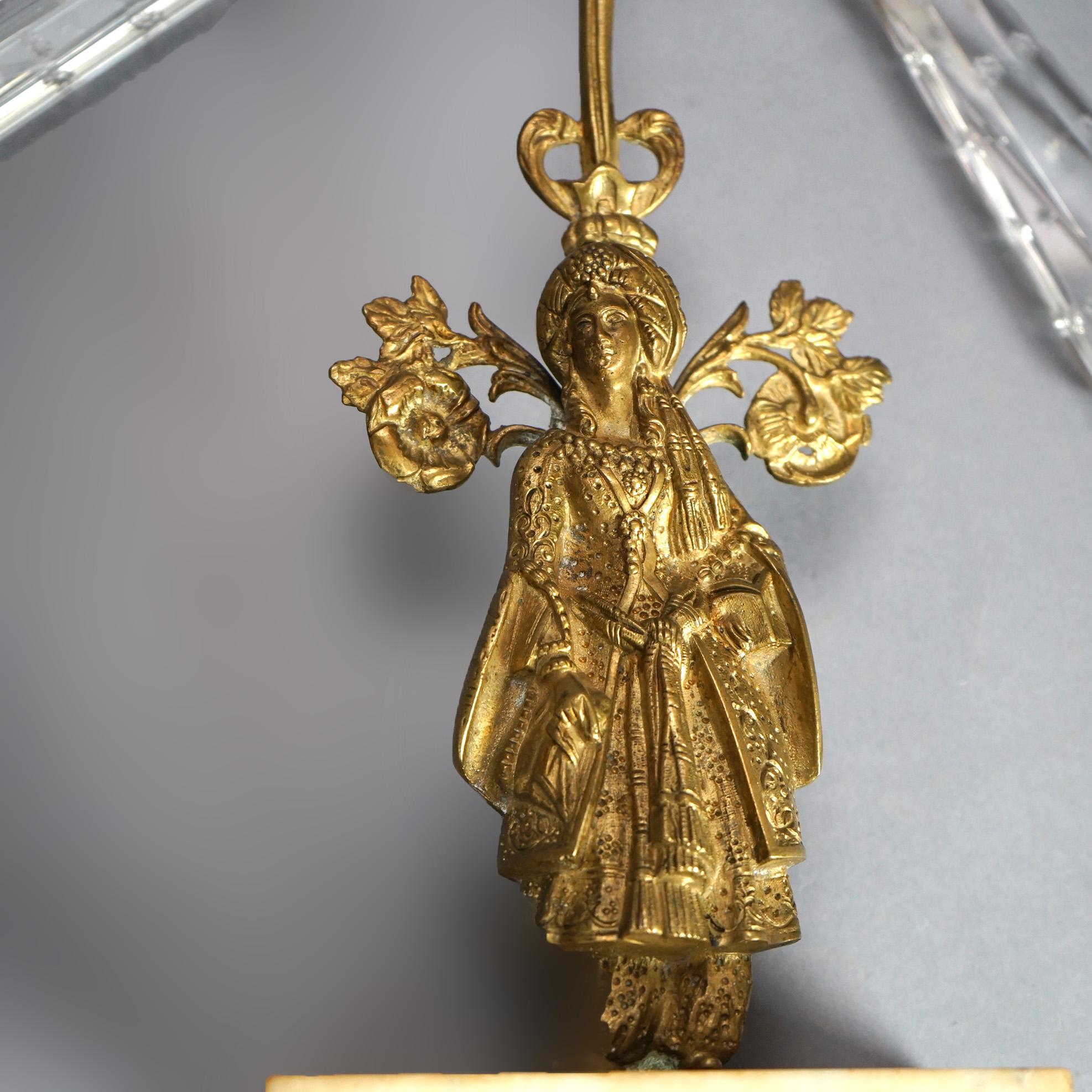 Antikes Paar figurale Öllampen im Girandole Sultana-Design mit Kristallen, um 1880, Paar im Angebot 6