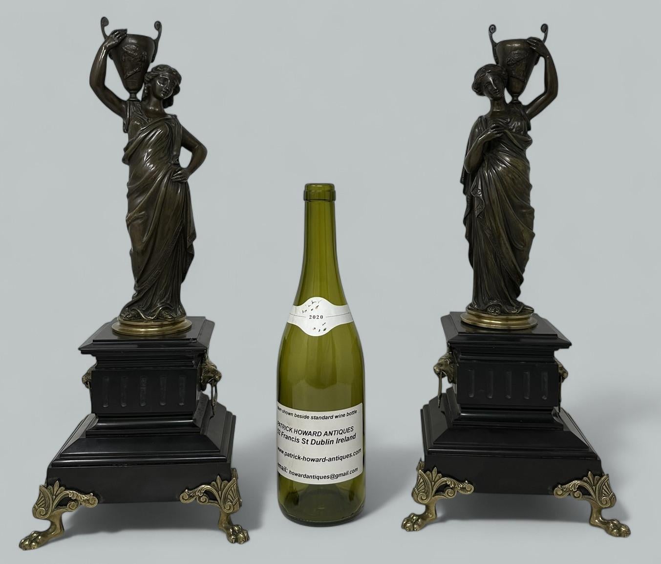 Antique French Figurel Bronzo Ormolu Marmo Classico Figura Femminile Fanciulla in vendita 7