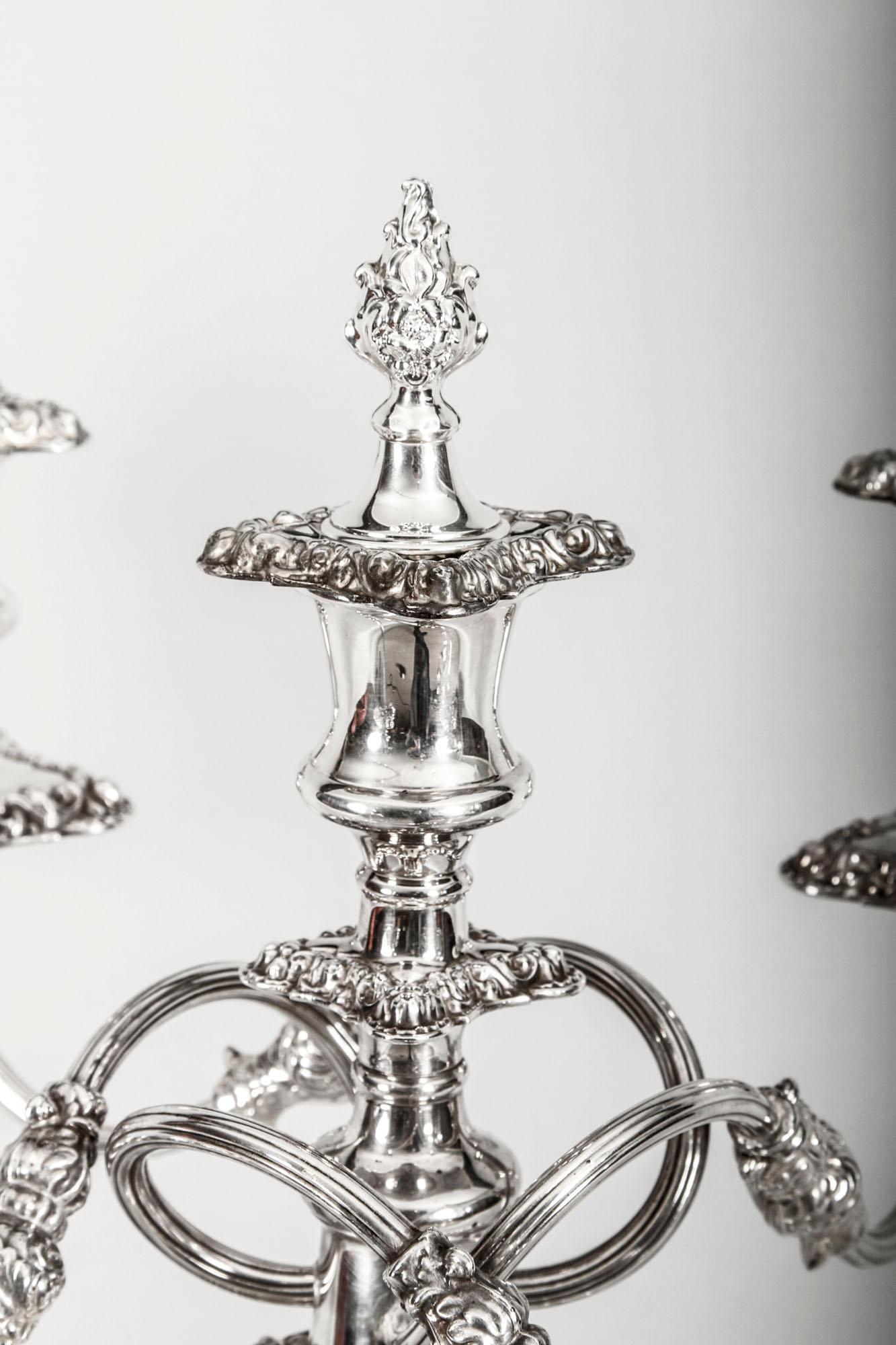 Antique Pair of Five-Light Candelabra by Mappin & Webb, 19th Century 3