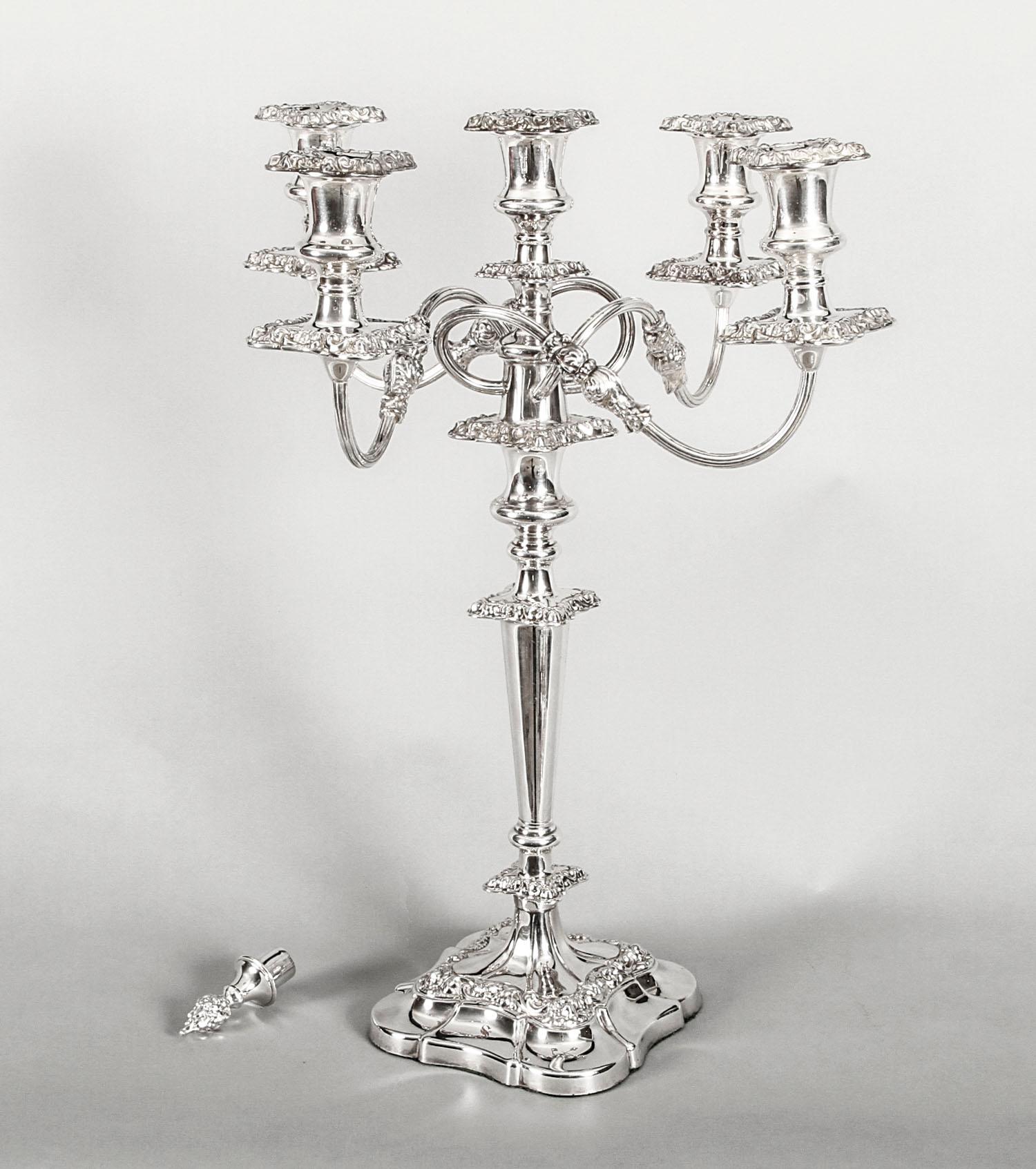 Antique Pair of Five-Light Candelabra by Mappin & Webb, 19th Century 10