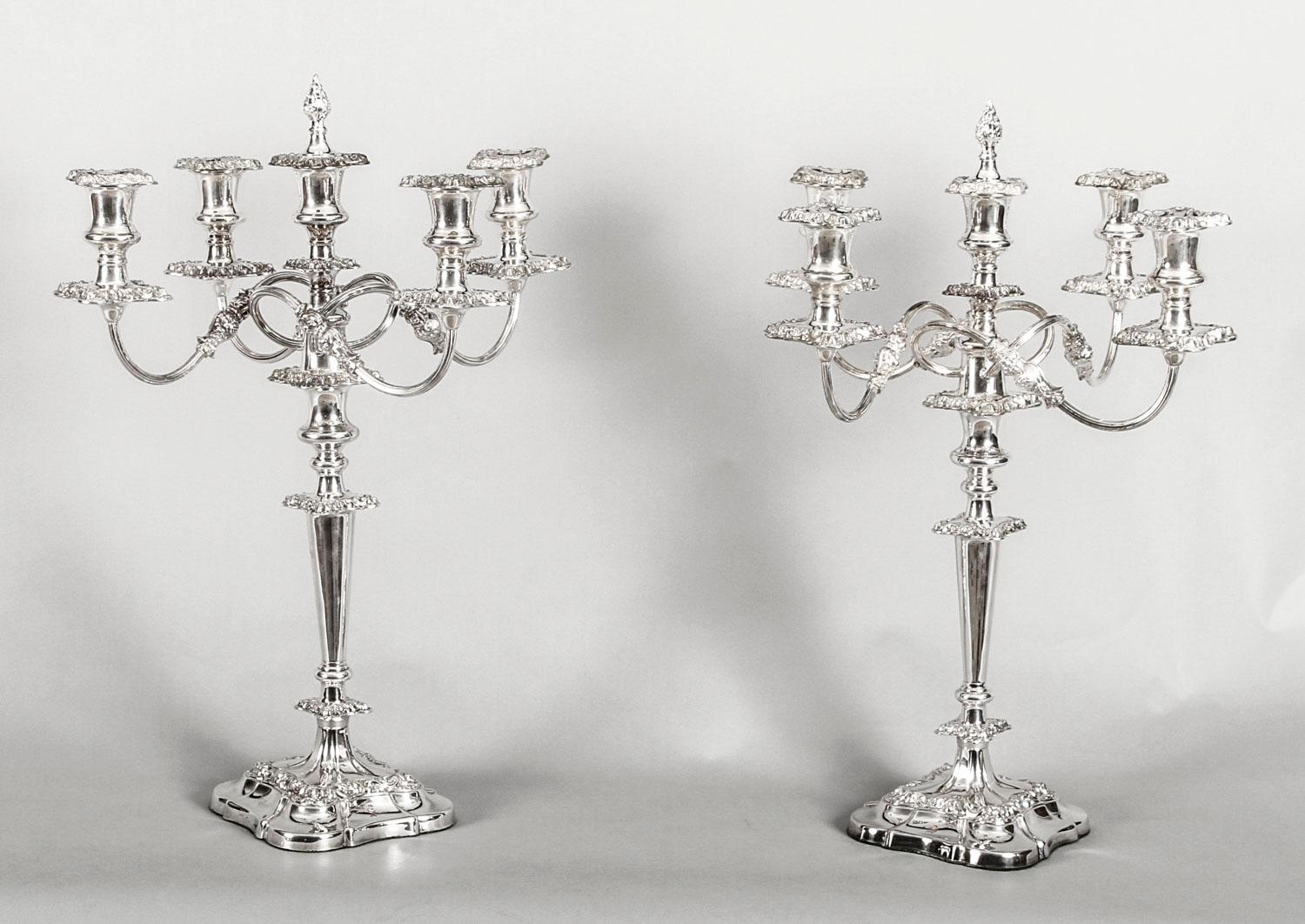 Antique Pair of Five-Light Candelabra by Mappin & Webb, 19th Century 11