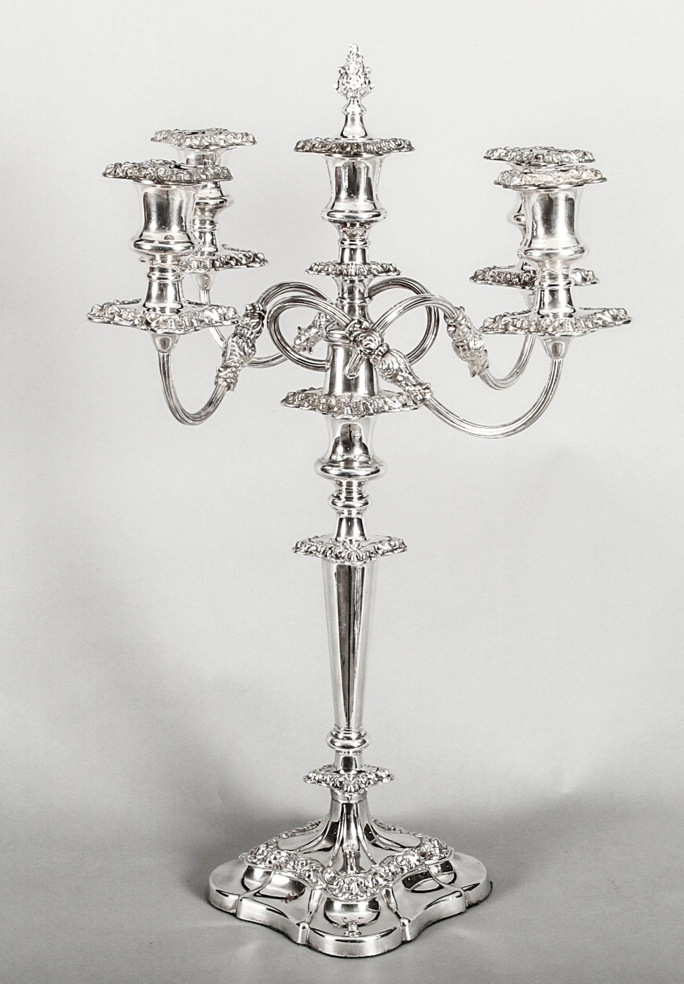 Edwardian Antique Pair of Five-Light Candelabra by Mappin & Webb, 19th Century