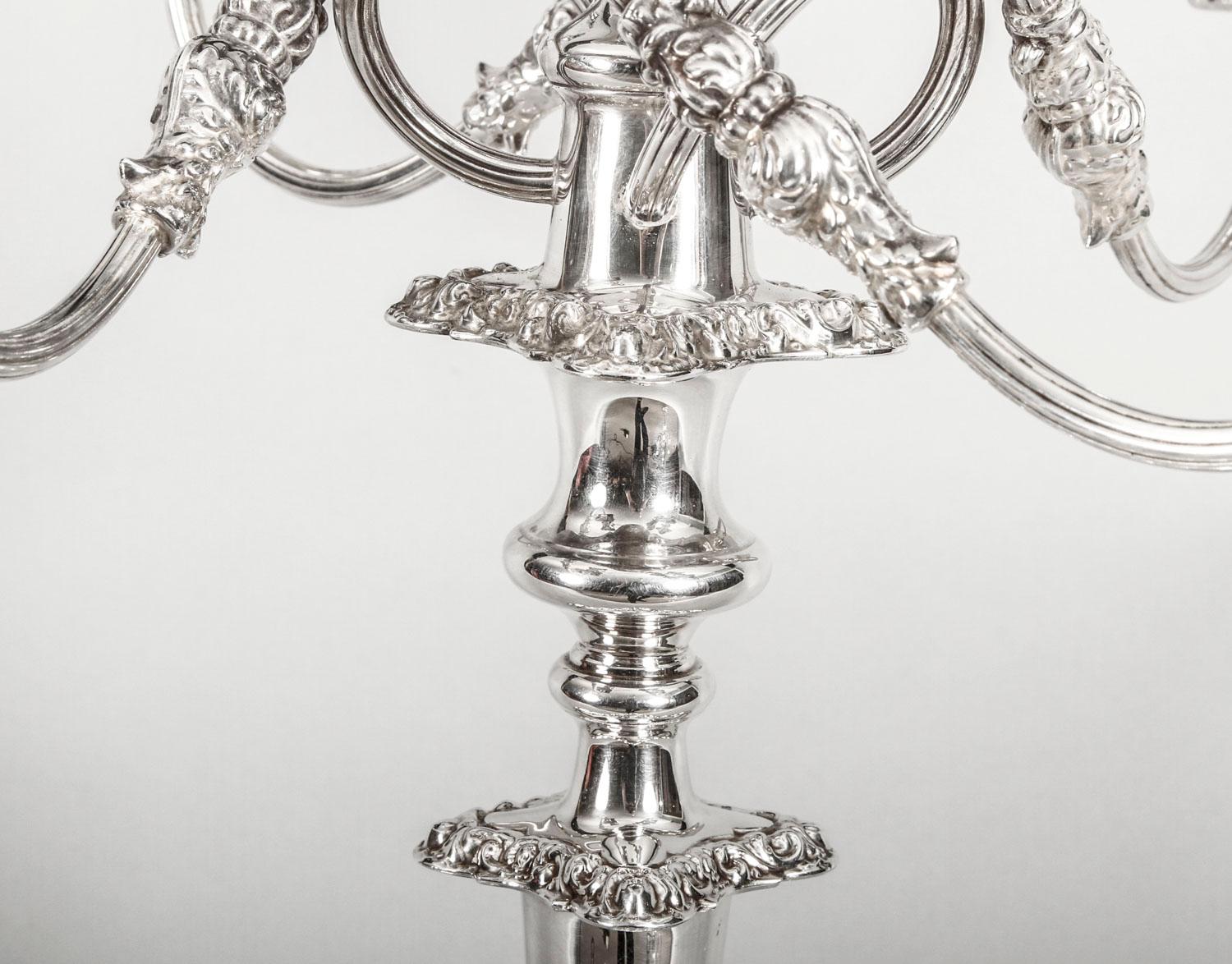 Antique Pair of Five-Light Candelabra by Mappin & Webb, 19th Century 1
