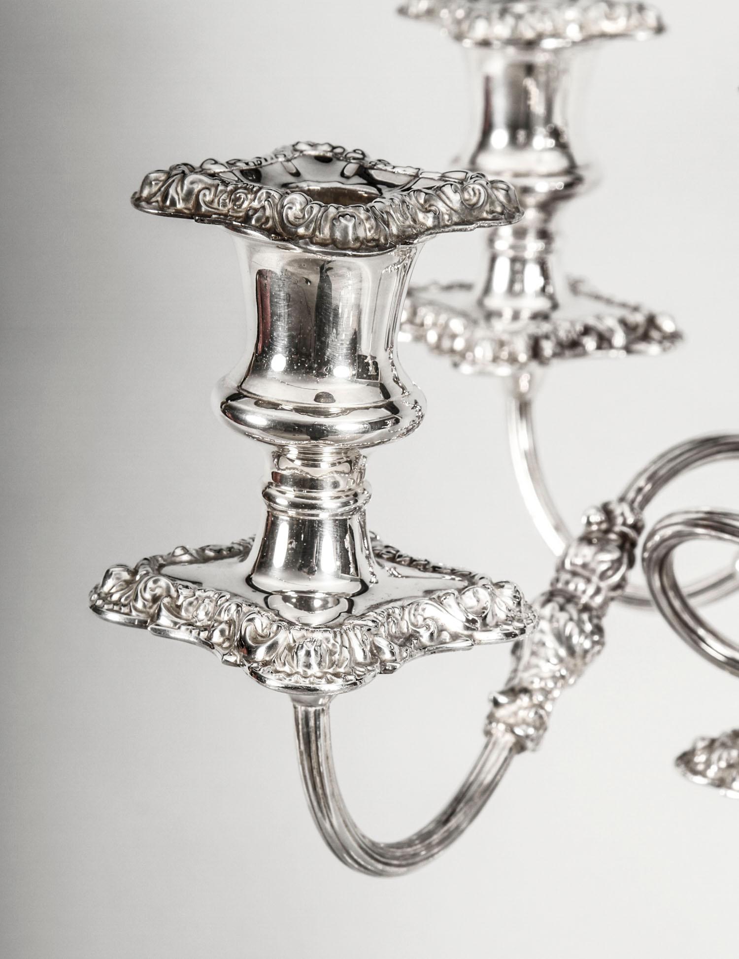 Antique Pair of Five-Light Candelabra by Mappin & Webb, 19th Century 2