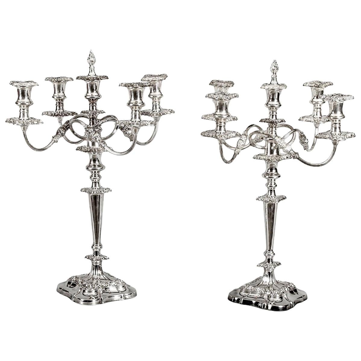 Antique Pair of Five-Light Candelabra by Mappin & Webb, 19th Century