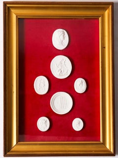 Pareja antigua enmarcada Grand Tour Giovanni Liberotti Intaglios Siglo XIX