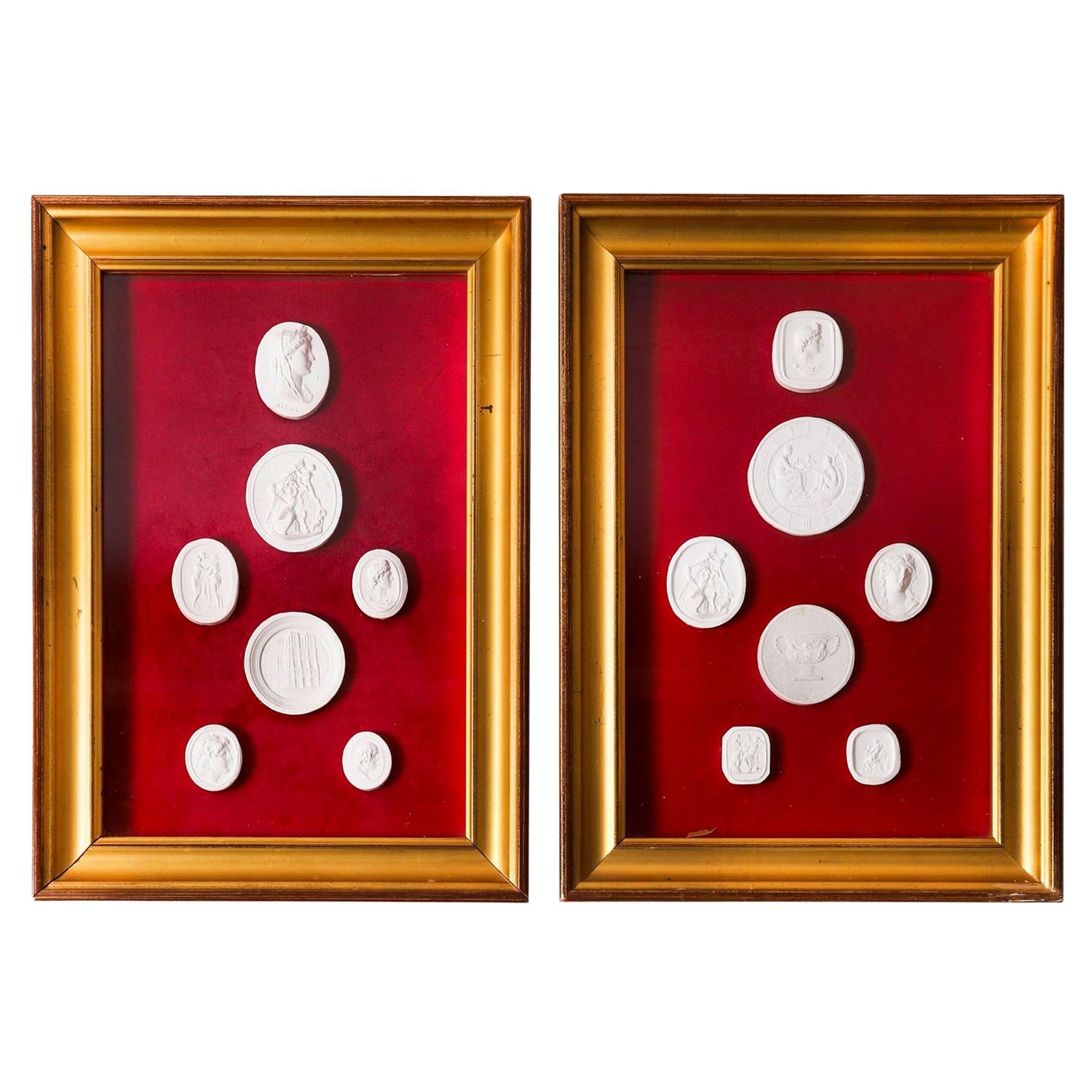 Antique Pair Framed Grand Tour Giovanni Liberotti Intaglios 19th Century