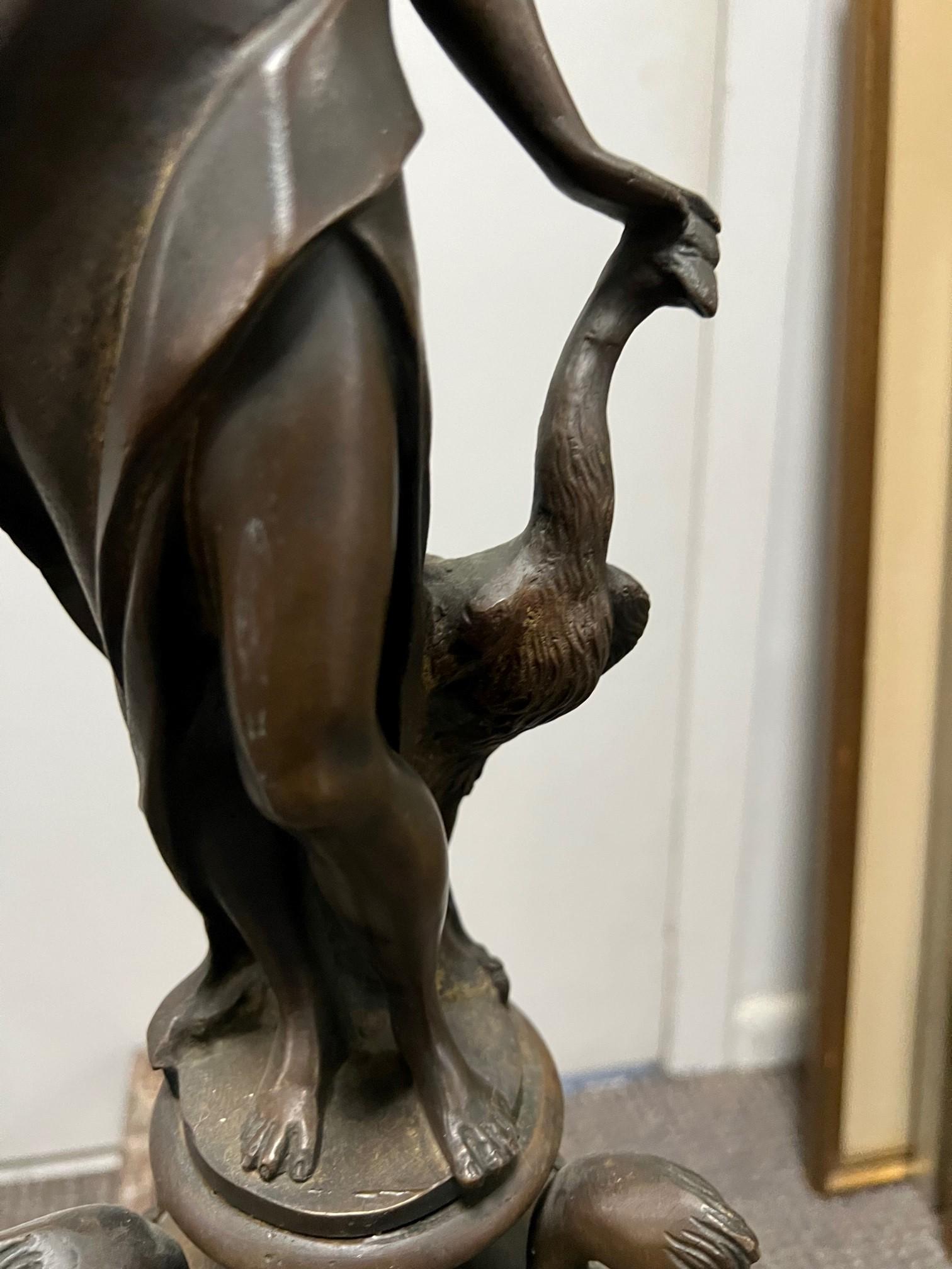 Ancienne paire de chenets en bronze figuratif français du 19ème siècle, chenets et chenets   Bon état - En vente à Stamford, CT