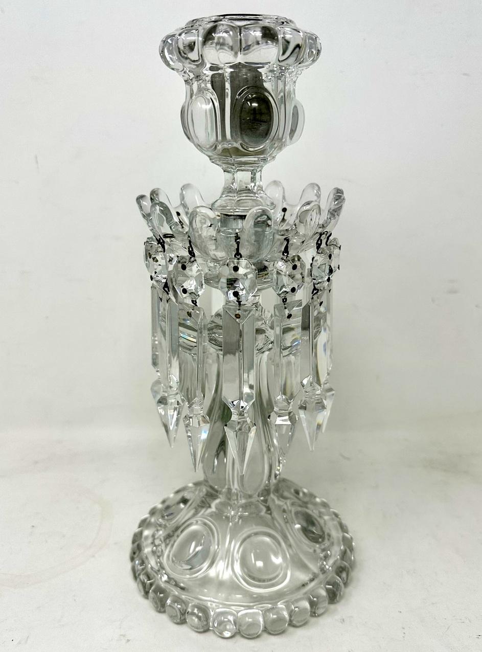 Antique Pair French Baccarat France Full Lead Crystal Candlesticks Candelabra In Good Condition In Dublin, Ireland