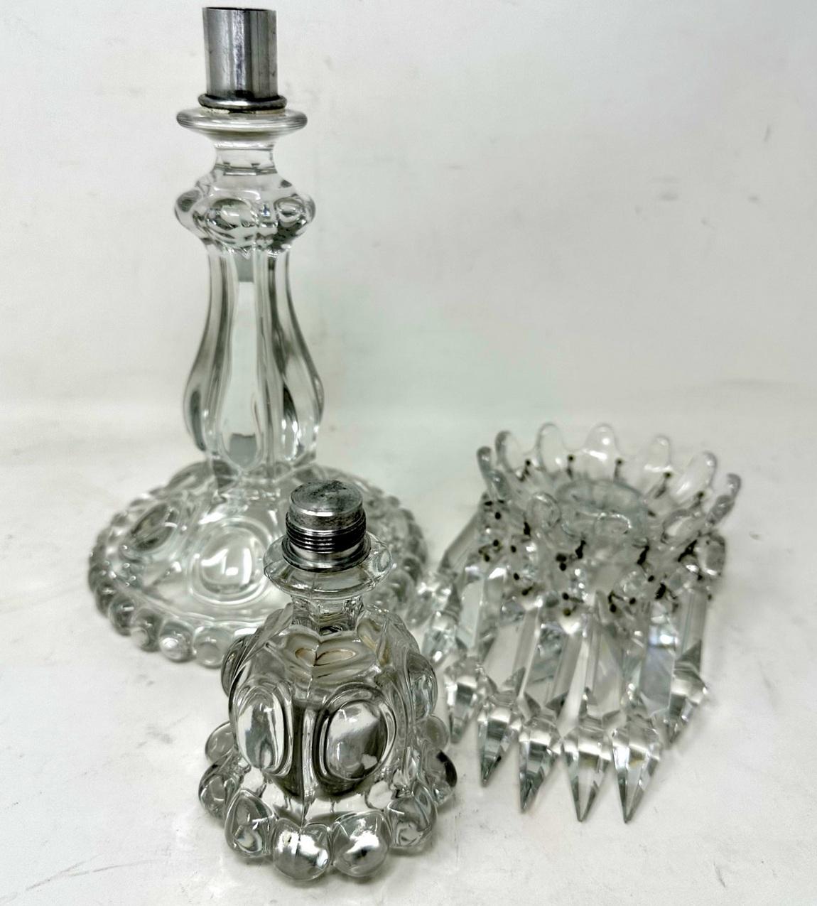 20th Century Antique Pair French Baccarat France Full Lead Crystal Candlesticks Candelabra