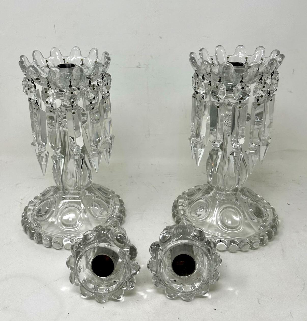 Antique Pair French Baccarat France Full Lead Crystal Candlesticks Candelabra 1