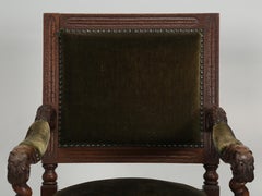 Antique Pair French Barley-Twist Arm Chairs, Great Carving, Old Mohair c1800's