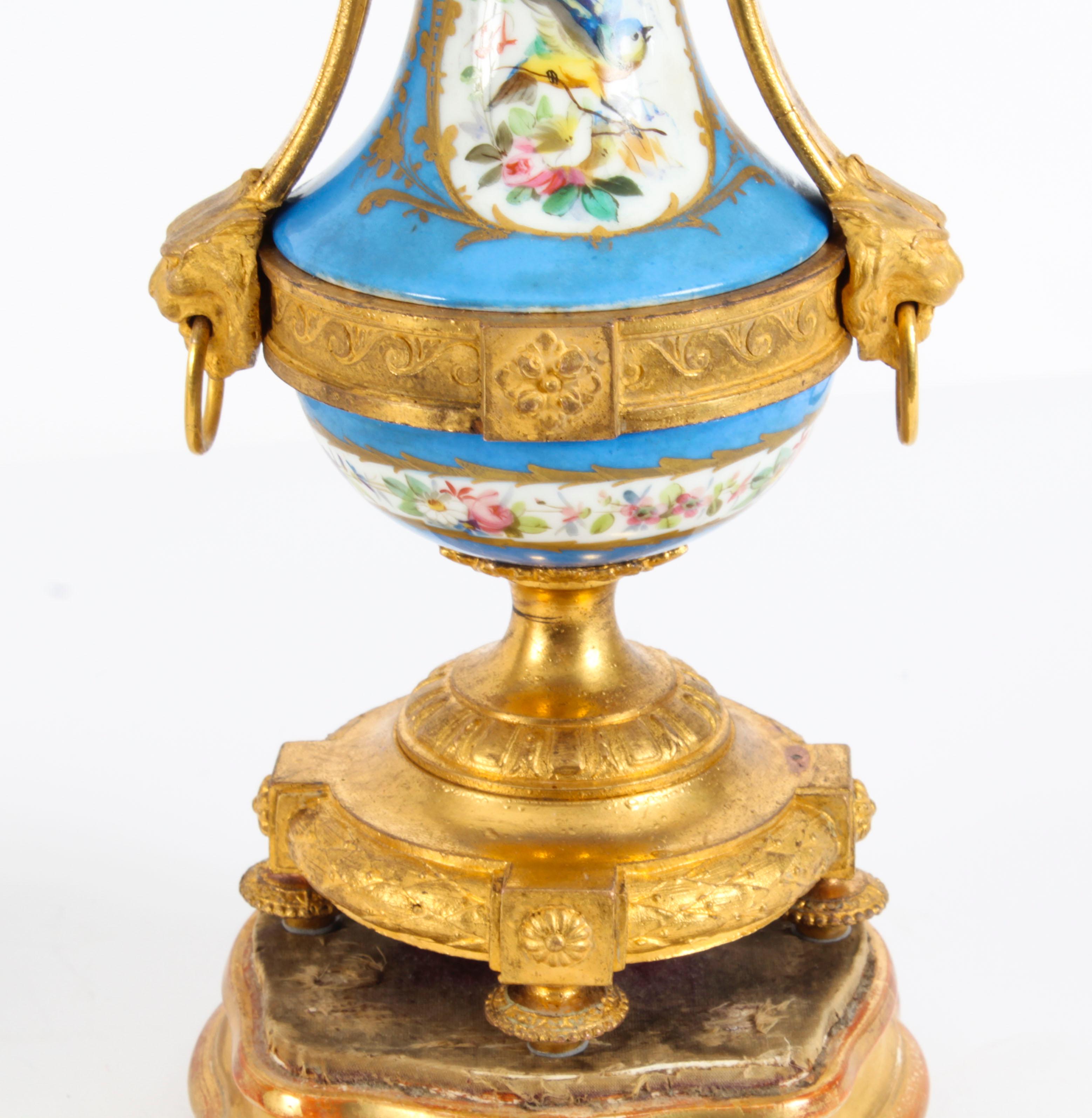 Antikes Paar franzsische Bleu Celeste-Svres-Urnen, 19. Jahrhundert im Angebot 14