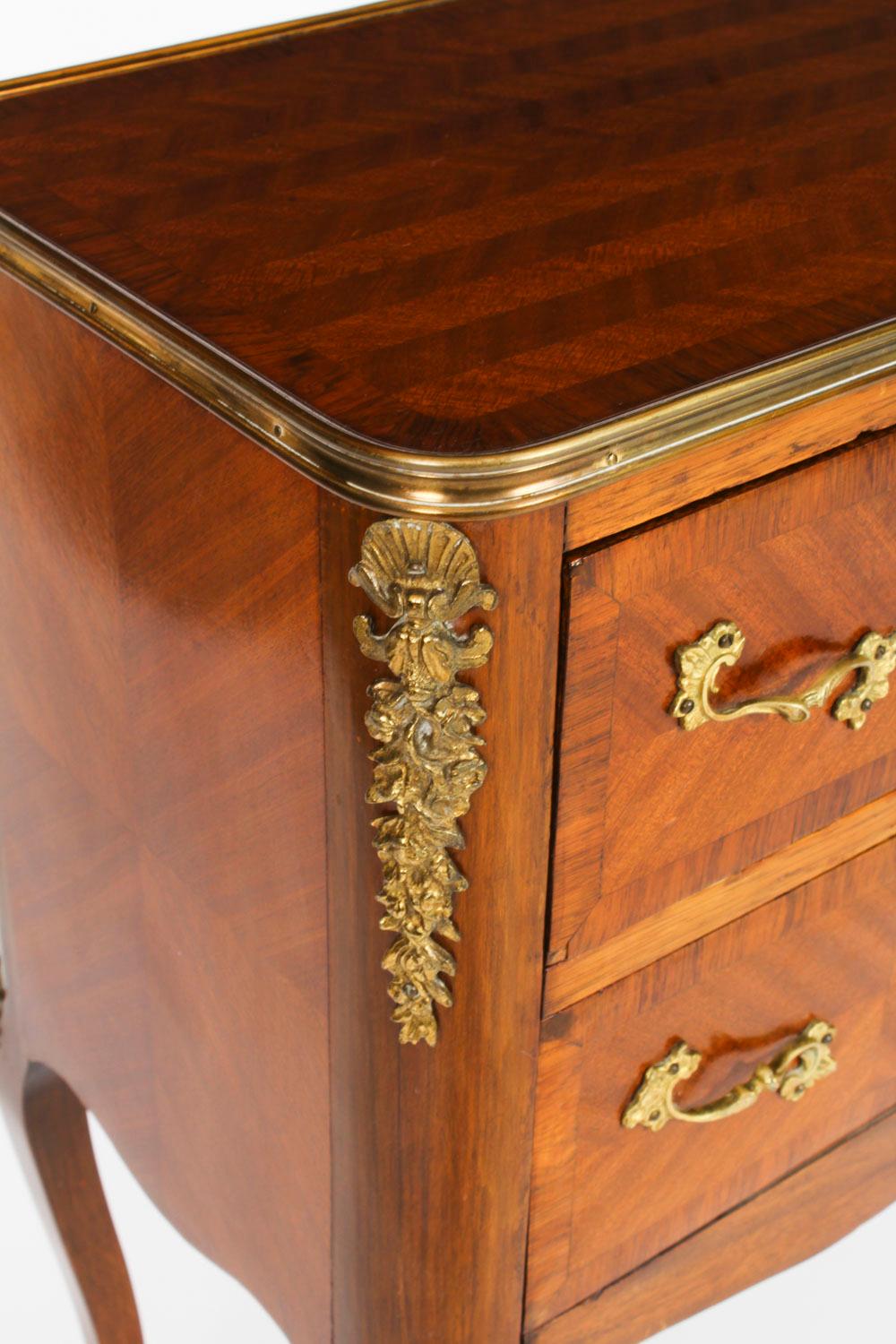 Antique Pair French Bois de Violette Parquetry Bedside Cabinets 19th Century For Sale 4