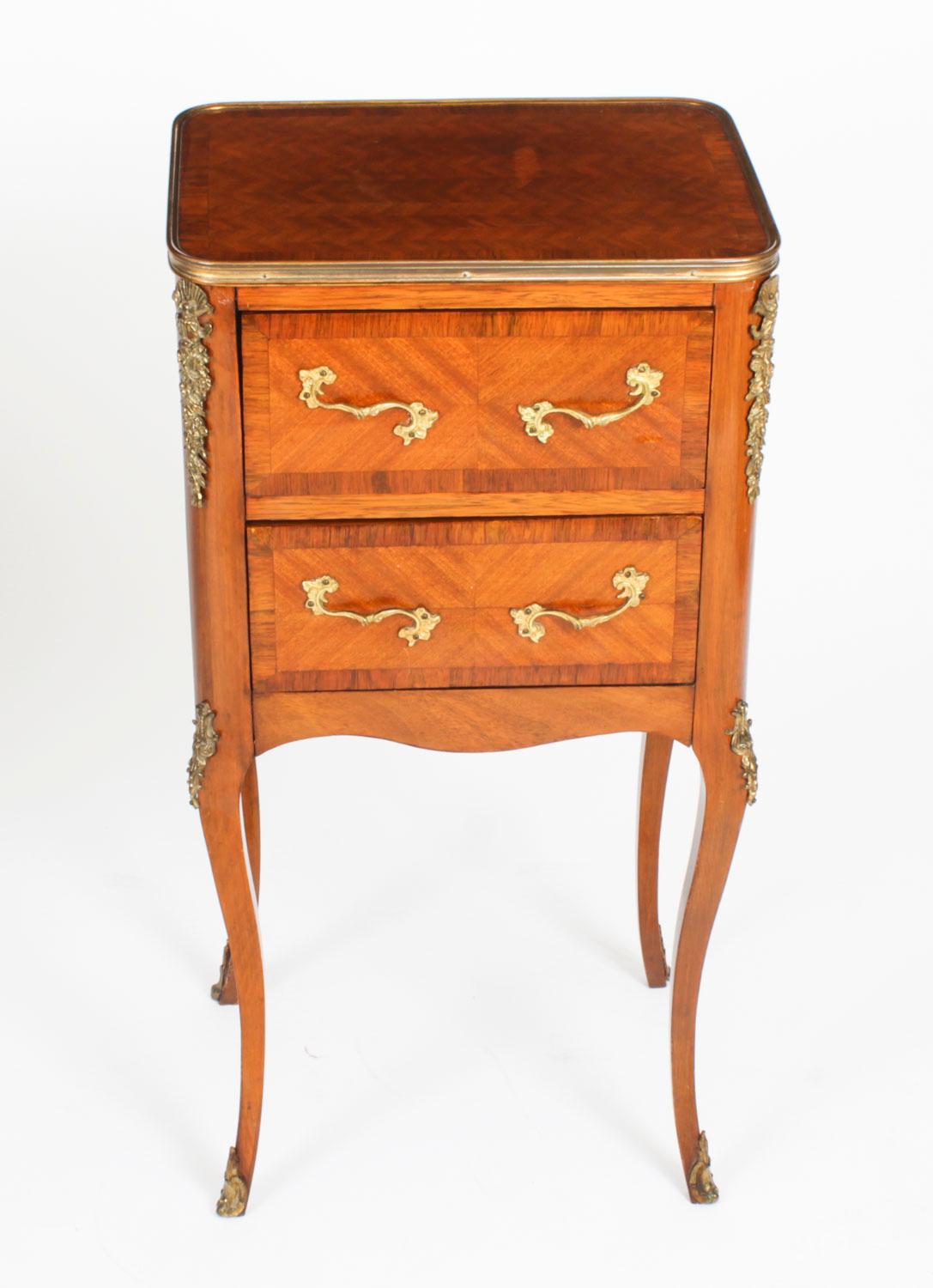 Antique Pair French Bois de Violette Parquetry Bedside Cabinets 19th Century For Sale 8