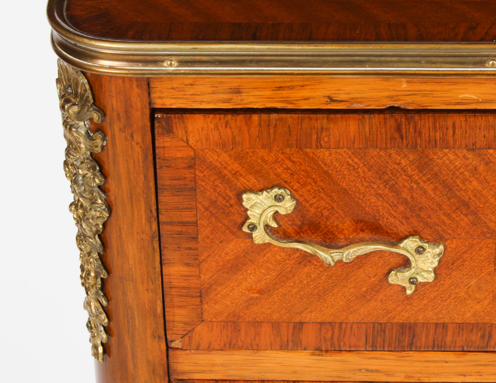 Antique Pair French Bois de Violette Parquetry Bedside Cabinets 19th Century For Sale 3