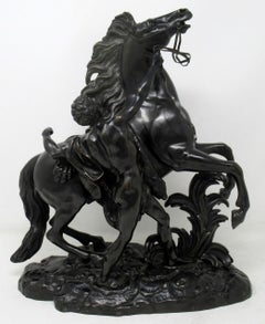 Antique Pair French Bronze Marley Horses Equestrian Guillaume Coustou 1677-1746