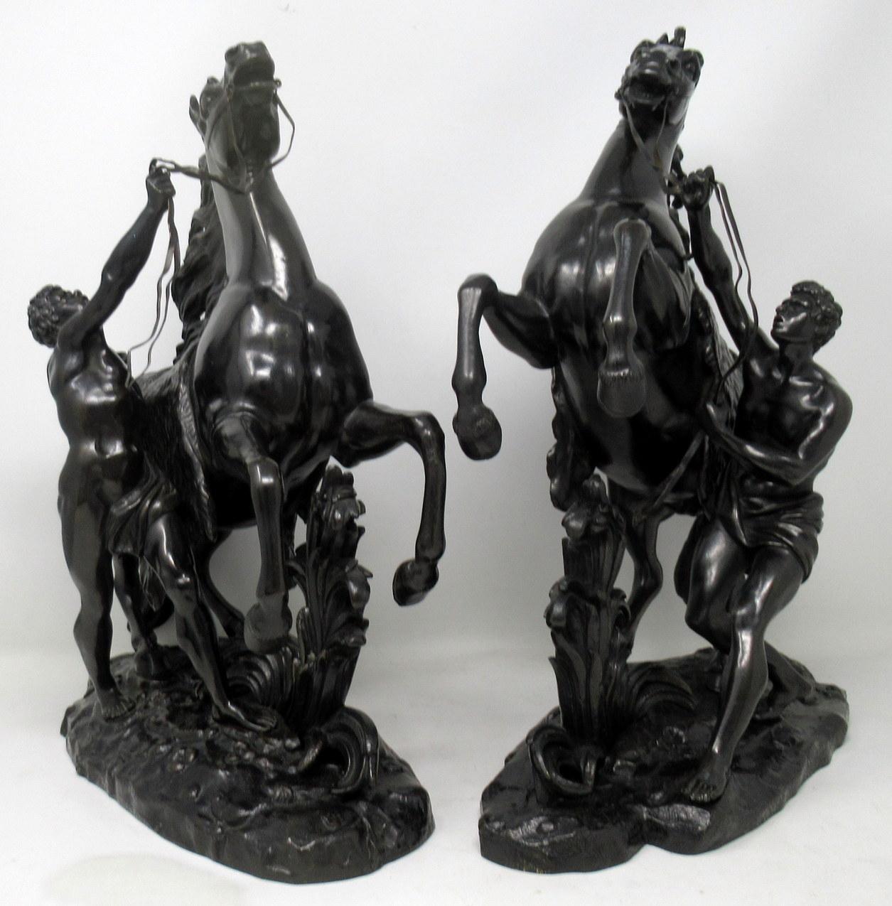 Antique Pair French Bronze Marley Horses Equestrian Guillaume Coustou 1677-1746 In Good Condition In Dublin, Ireland