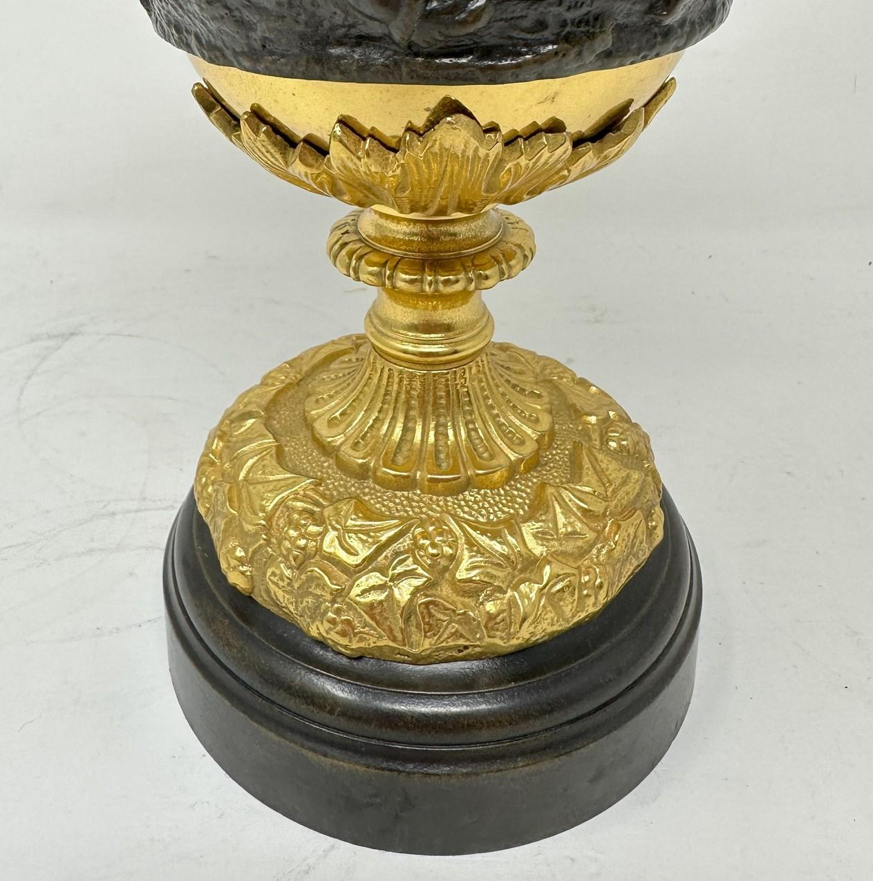 Antique Pair French Bronze Ormolu Ewers Vases Manner of Claude Michel Clodion 1