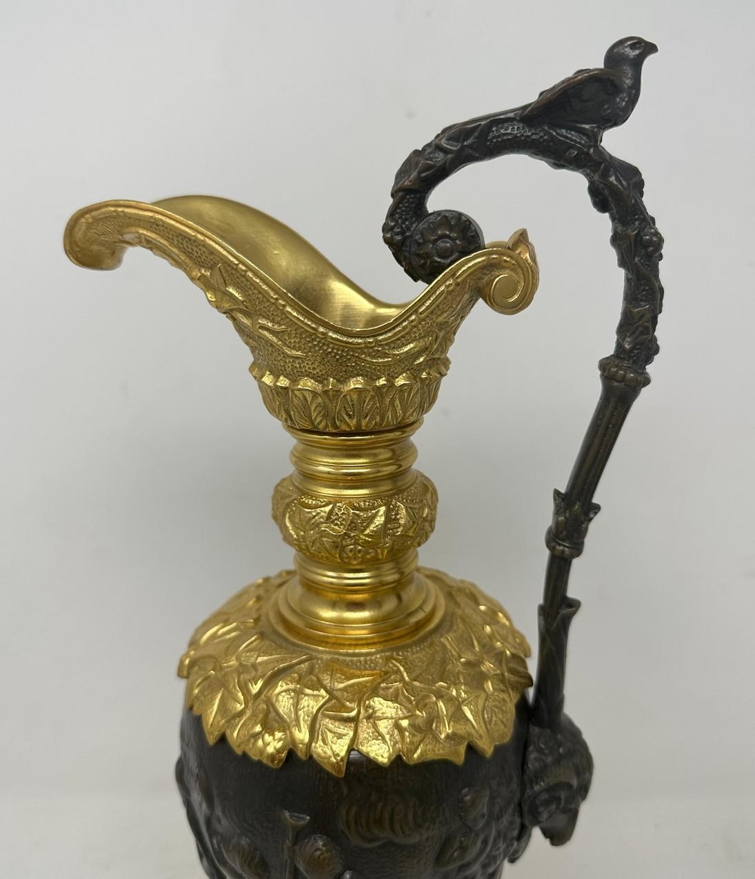 Antique Pair French Bronze Ormolu Ewers Vases Manner of Claude Michel Clodion 2
