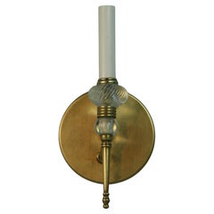 Antique Pair French  Deco Style Brass and Crystal Sconces
