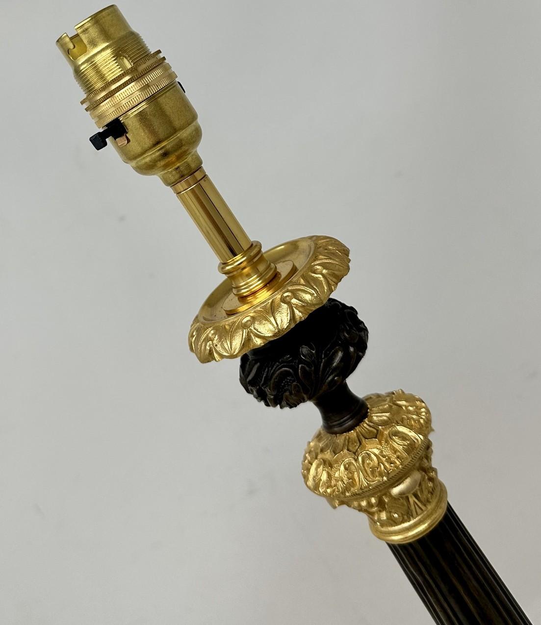 Antique Pair French Doré Bronze Empire Cut Crystal Ormolu Candlesticks Lamps  For Sale 1
