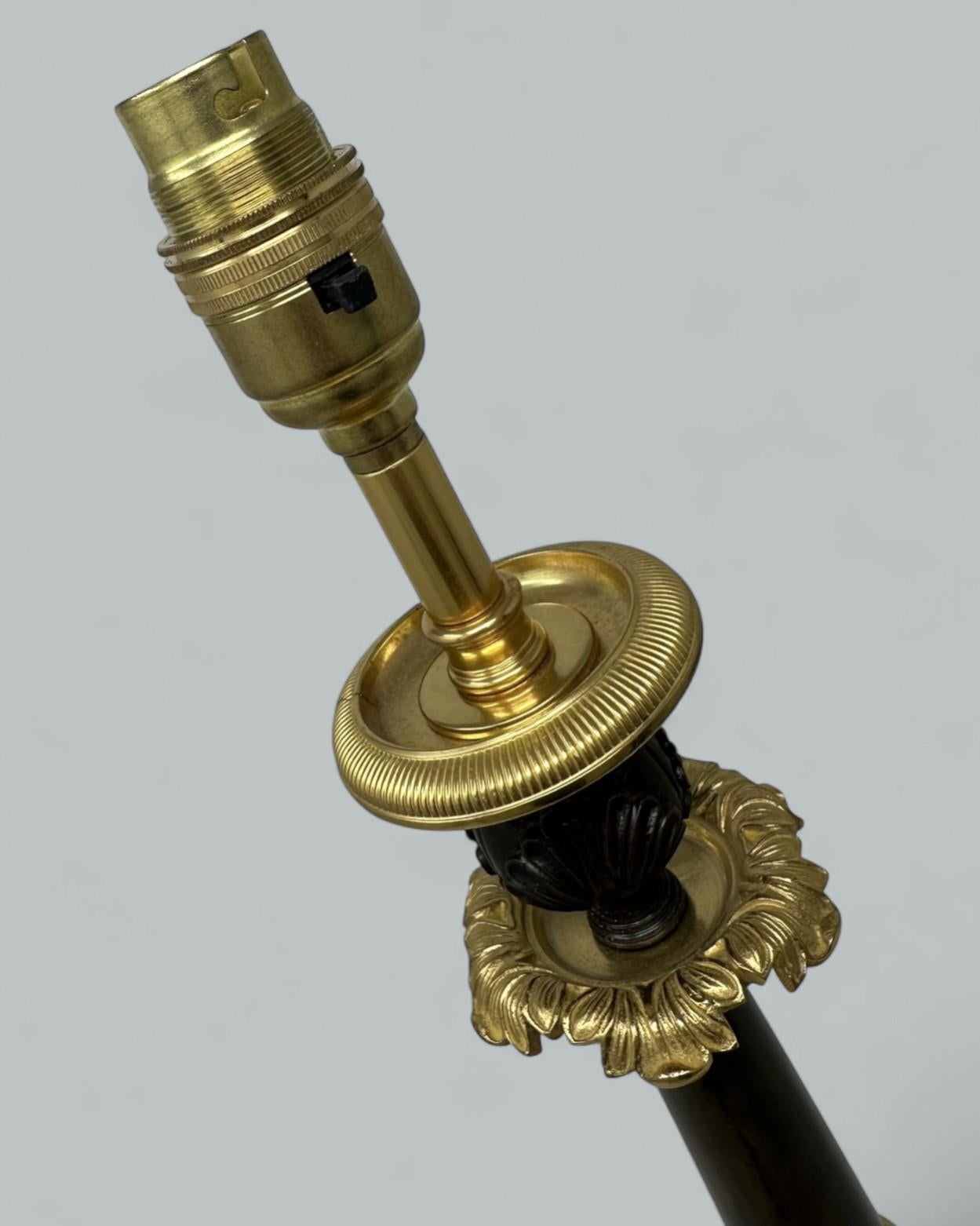 Antique Pair French Doré Bronze Neoclasical Ormolu Gilt Candlesticks Table Lamps For Sale 1