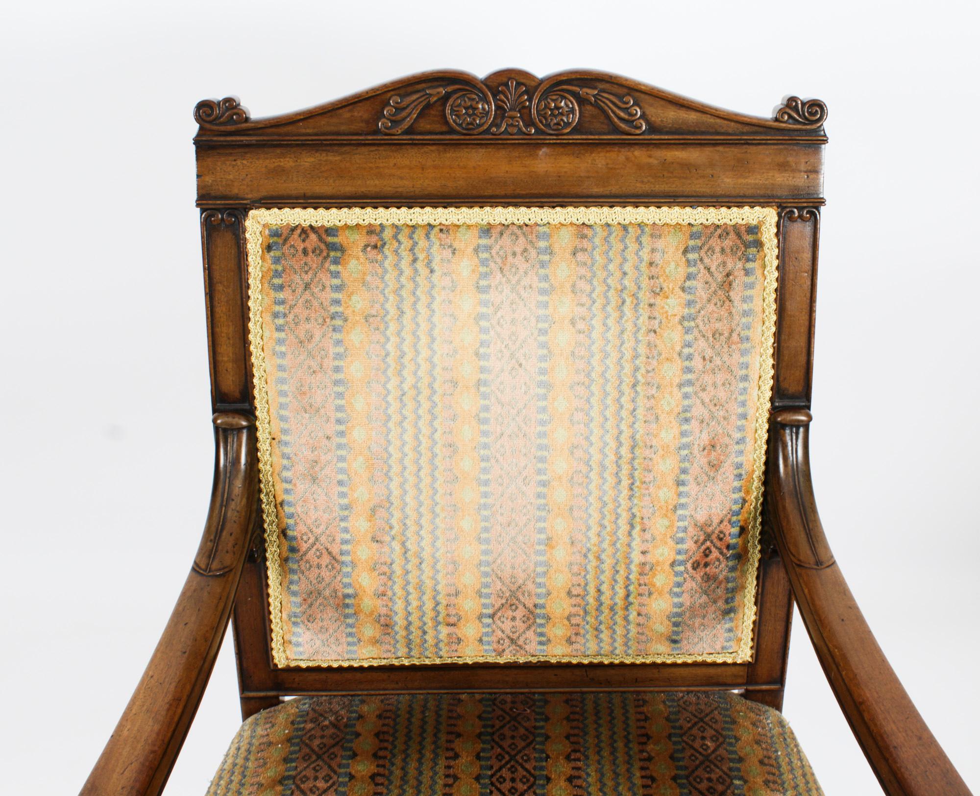 Antique Pair French Empire Armchair Fauteuils Chairs, 19th Century For Sale 7