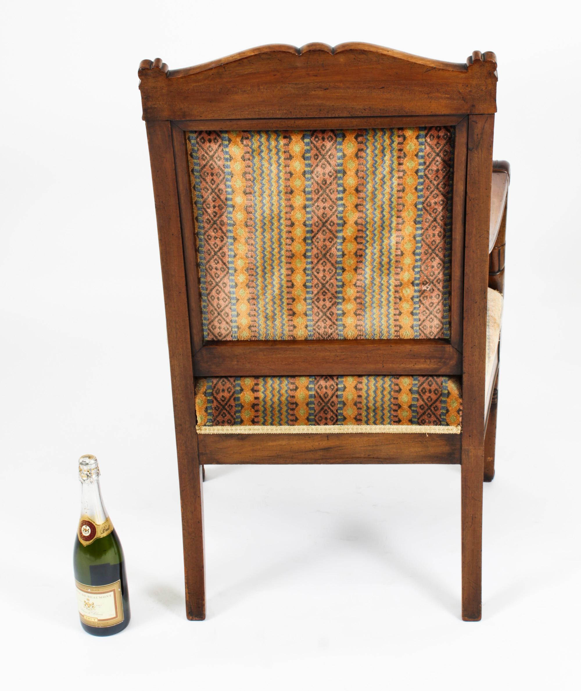 Ancienne paire de fauteuils-fauteuils Empire français, 19ème siècle en vente 7