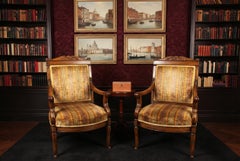 Antique Pair French Empire Armchair Fauteuils Chairs, 19th Century