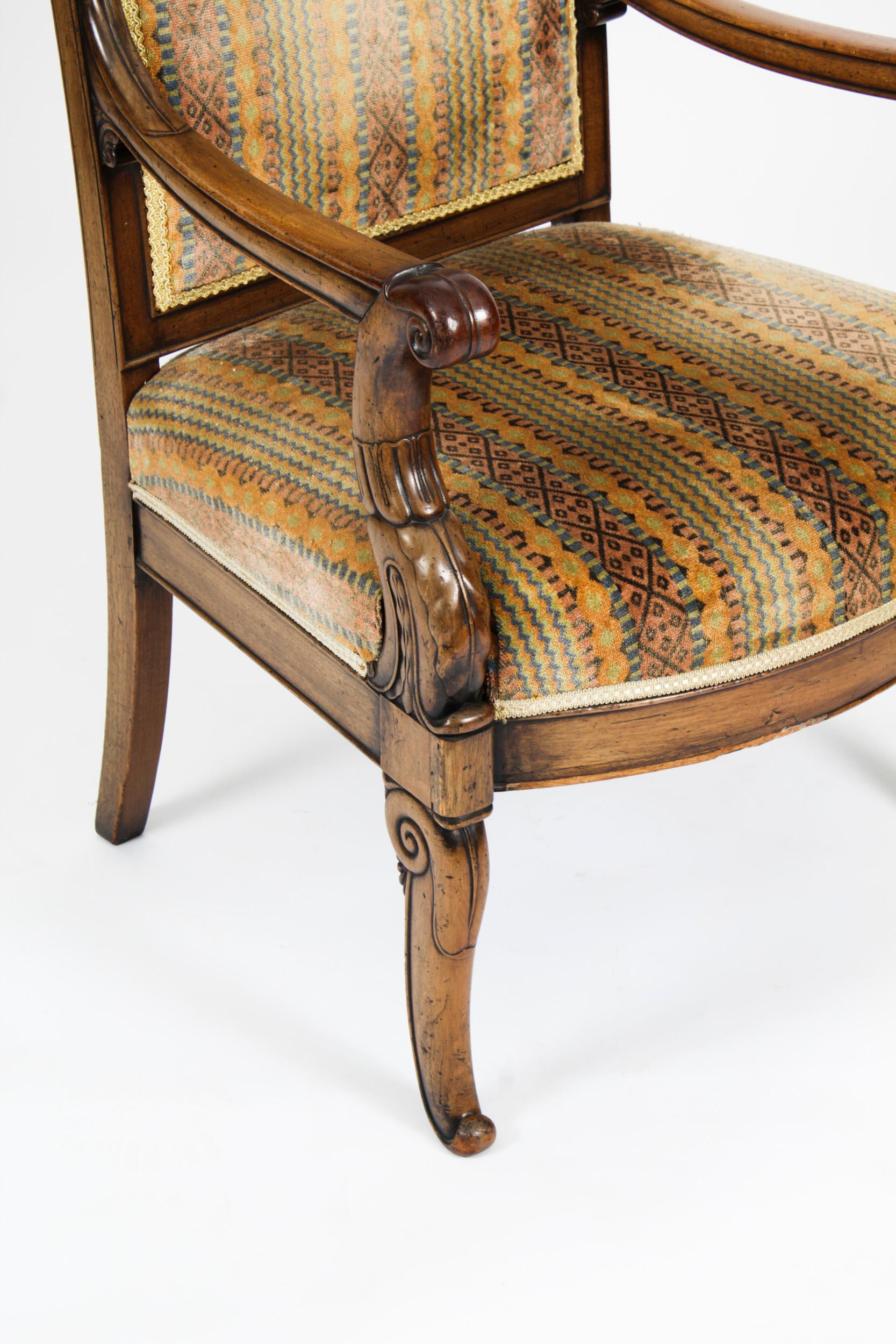 Antikes Paar französischer Empire-Sessel, Fauteuils-Stühle, 19. Jahrhundert im Angebot 1