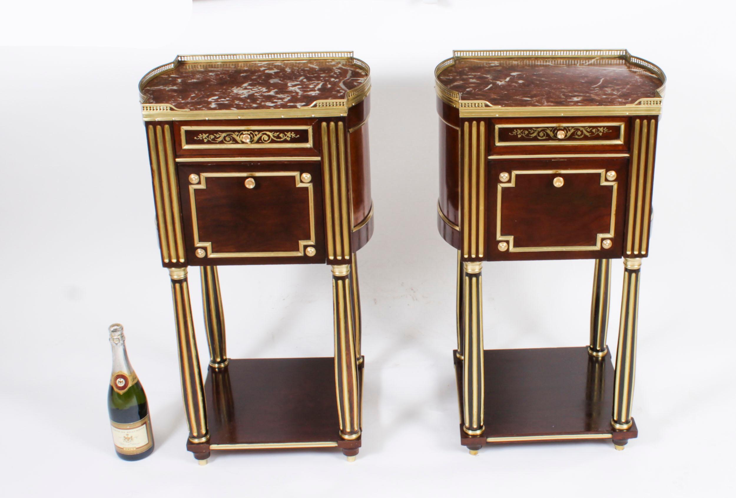 Antique Pair French Empire Mahogany Bedside Cabinets 19th Century For Sale 14
