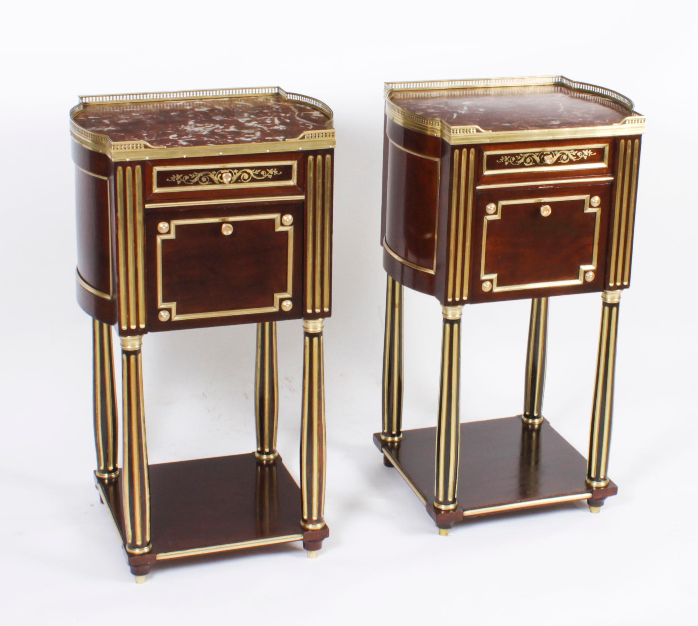 Antique Pair French Empire Mahogany Bedside Cabinets 19th Century For Sale 15